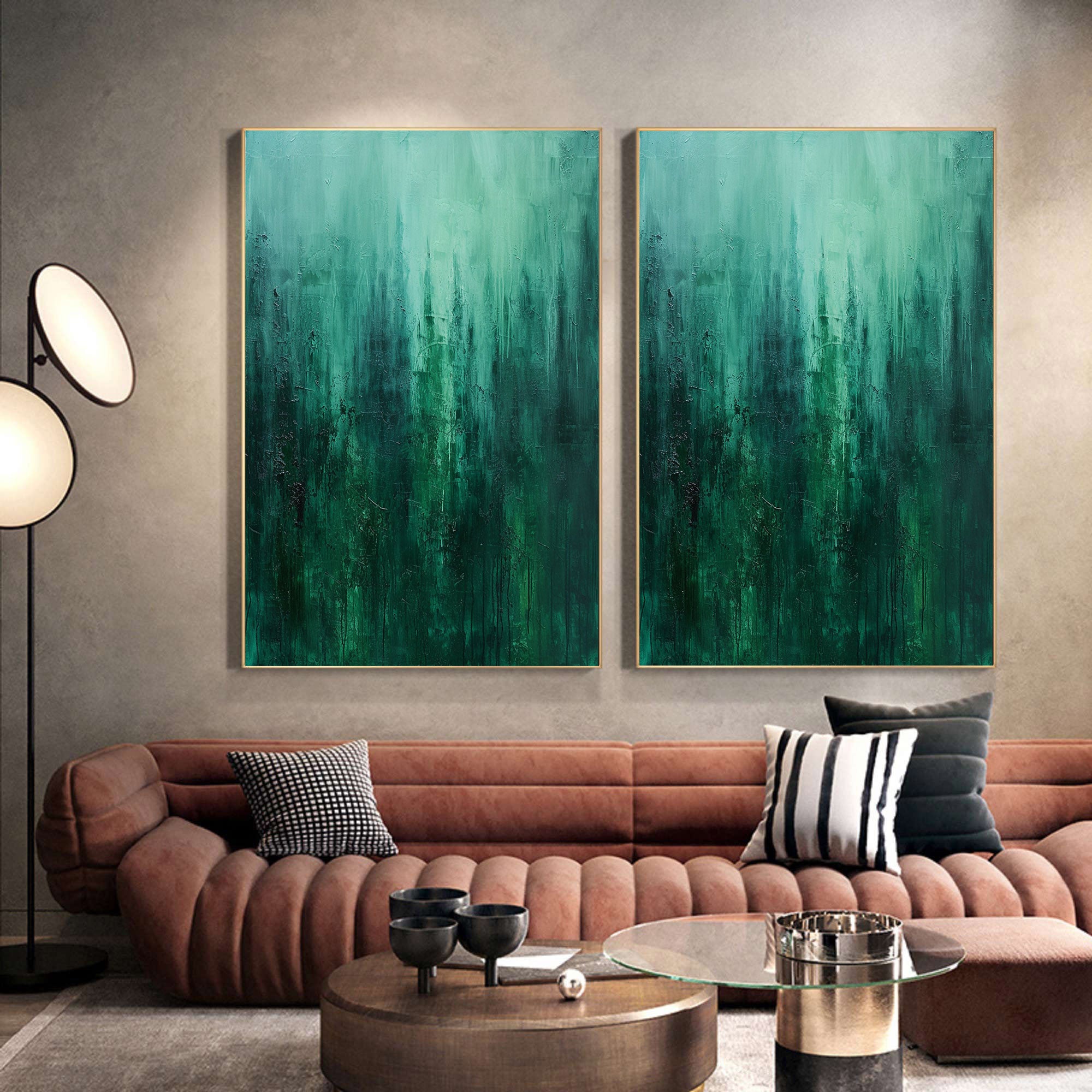 Green Minimalist Painting Set Of 2 #GMS 001