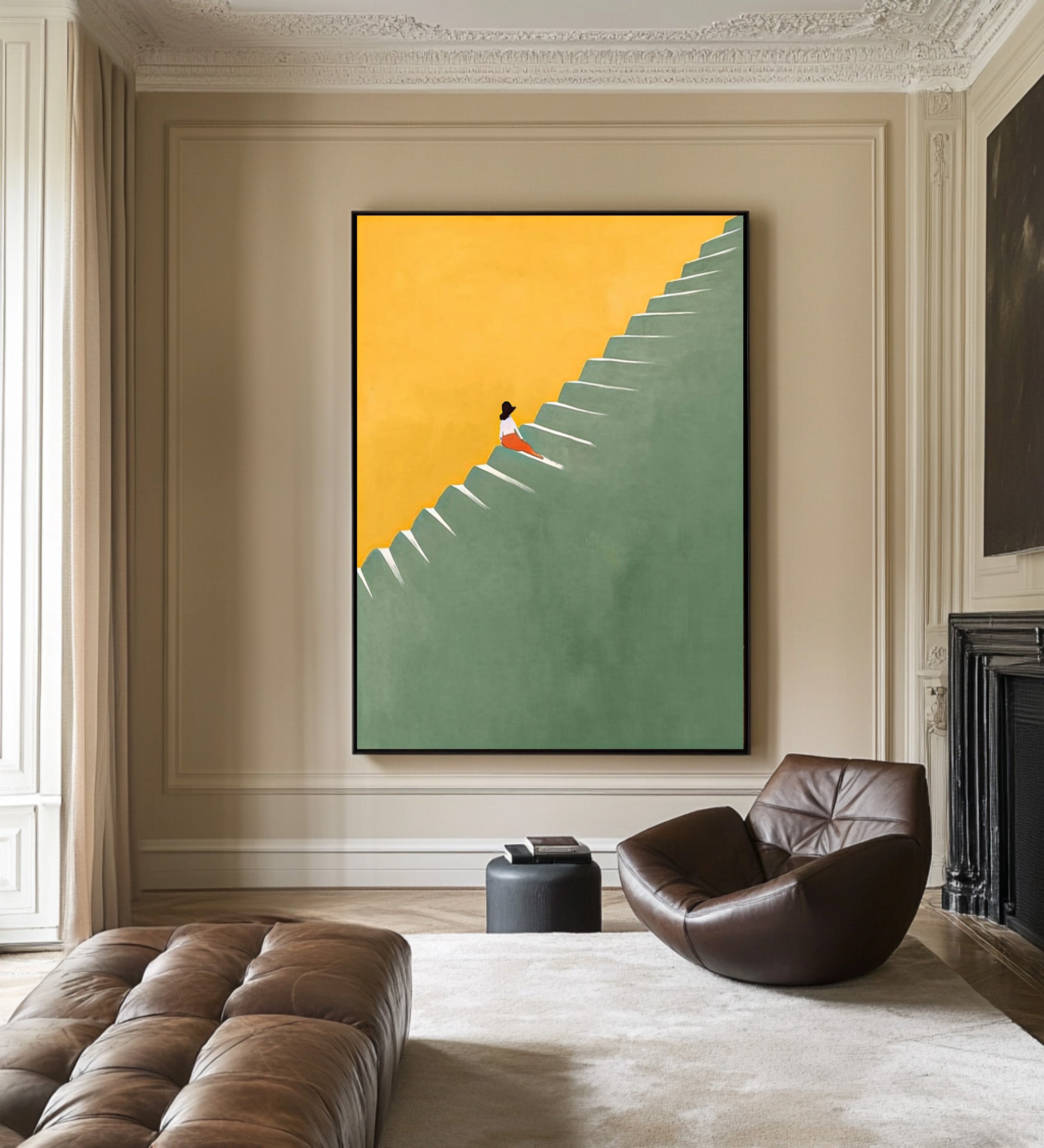 Large Minimalist Figure Abstract Oil Painting, Modern Statement Wall Art for Contemporary Interiors #WAC 011