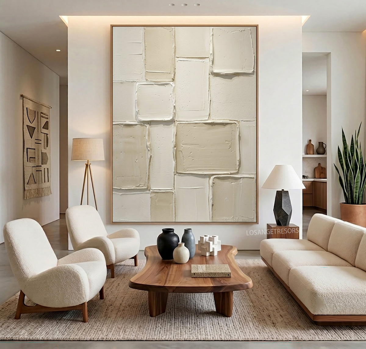 Large Quiet Luxury Textured Abstract Wall Art Ivory Cream Oil Painting Minimalist Neutral Luxury Home Decor