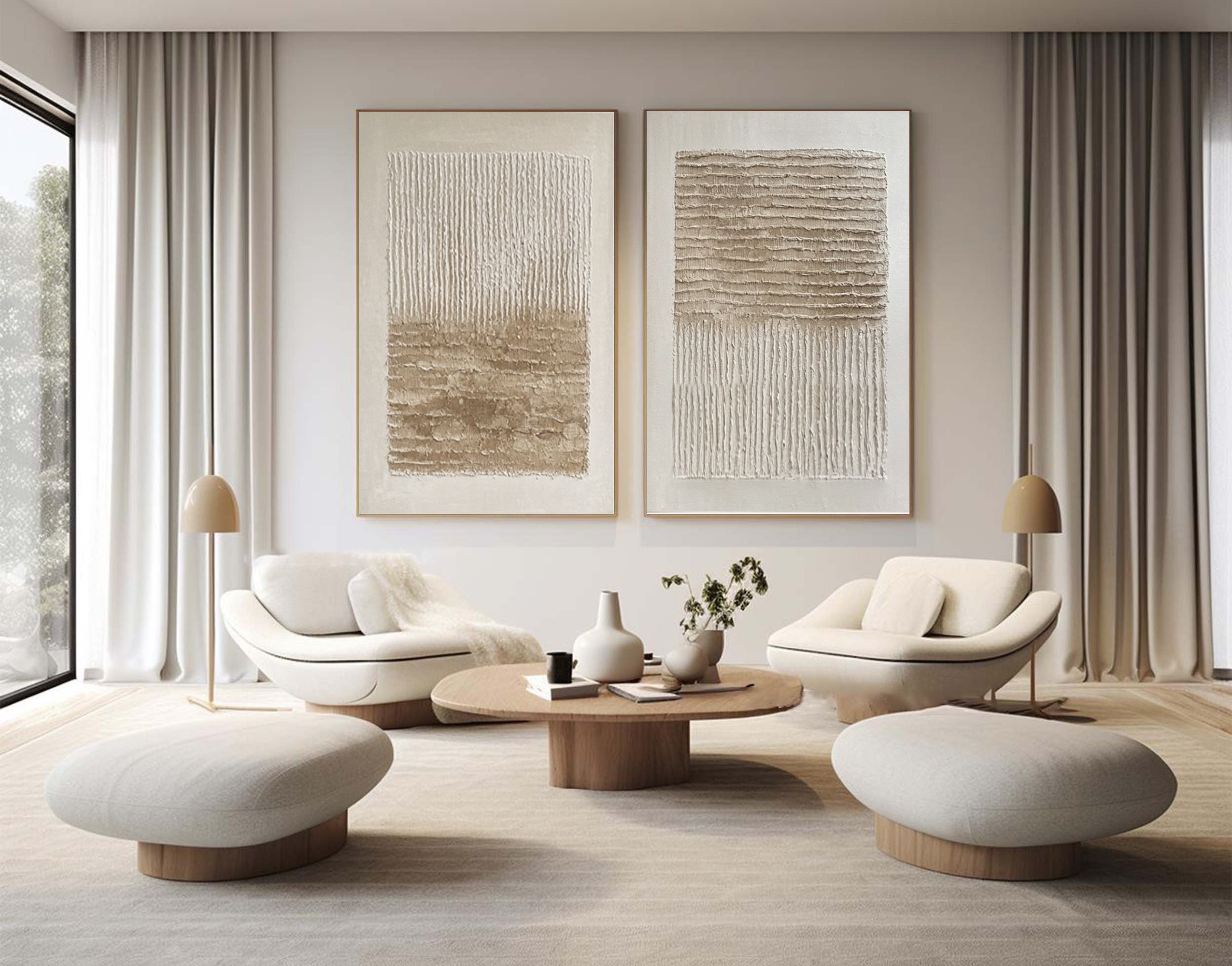 Contemporary Textured Wall Art Duo Living Space #WG 019