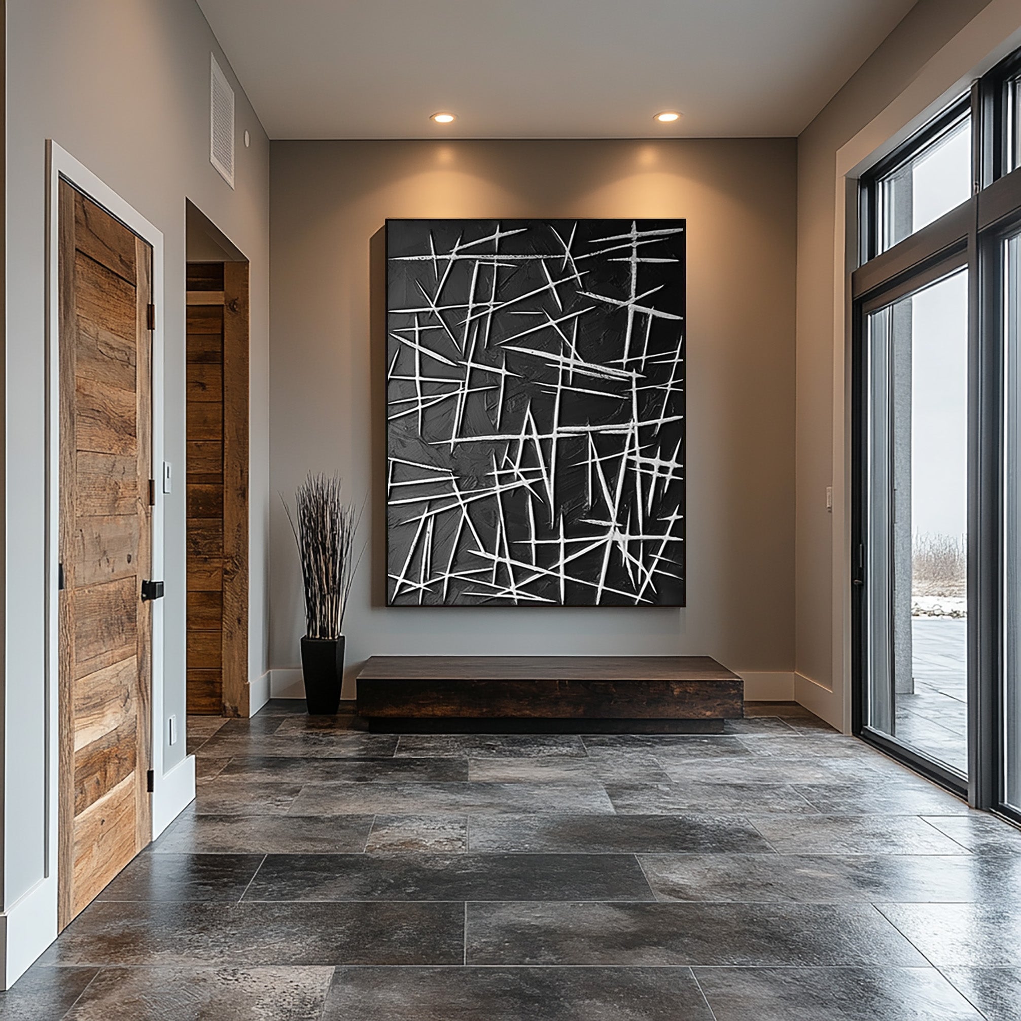 Modern Black and White Abstract Wall Art #BBA 103