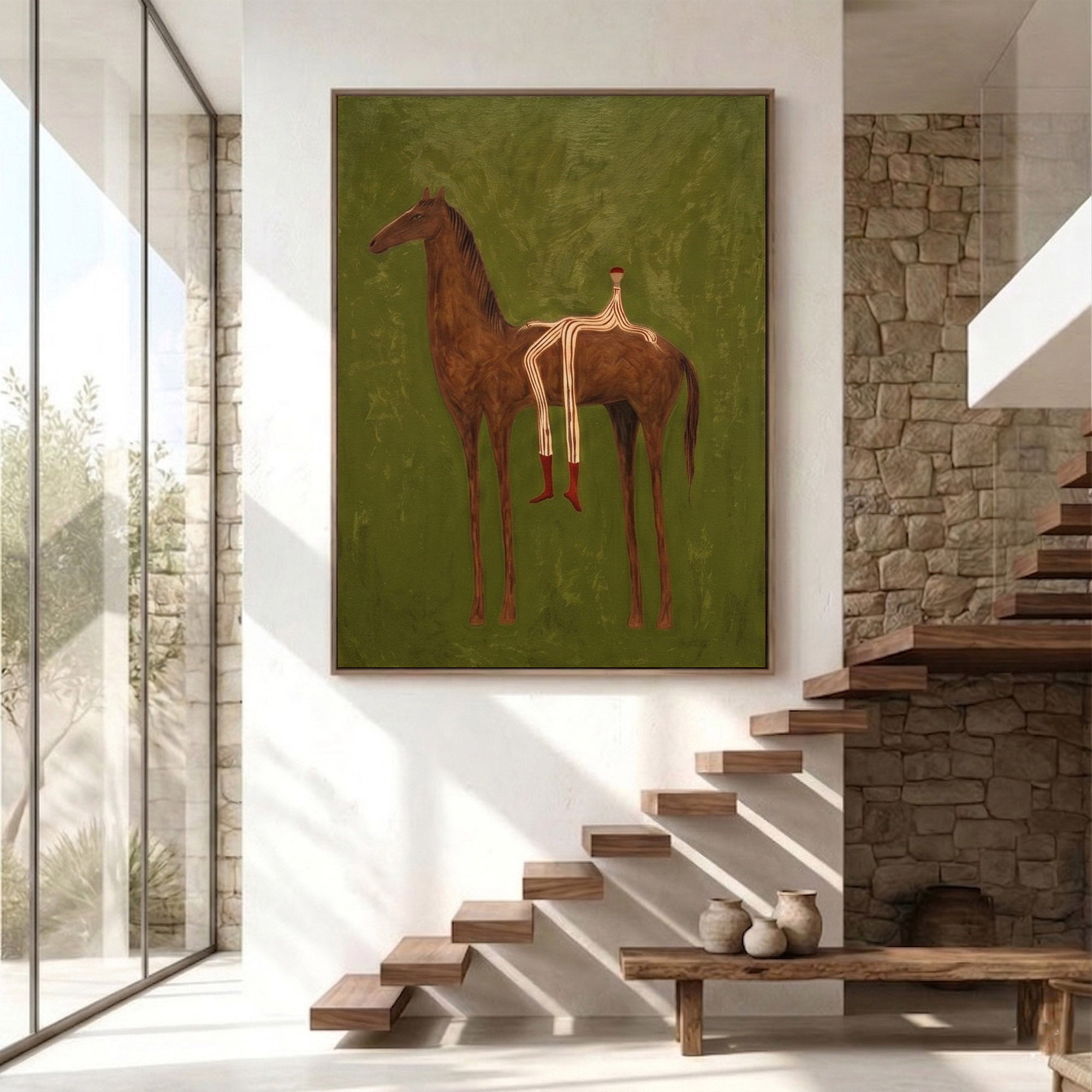 Large Cowboy Horse Wall Art Modern Western Horse Painting