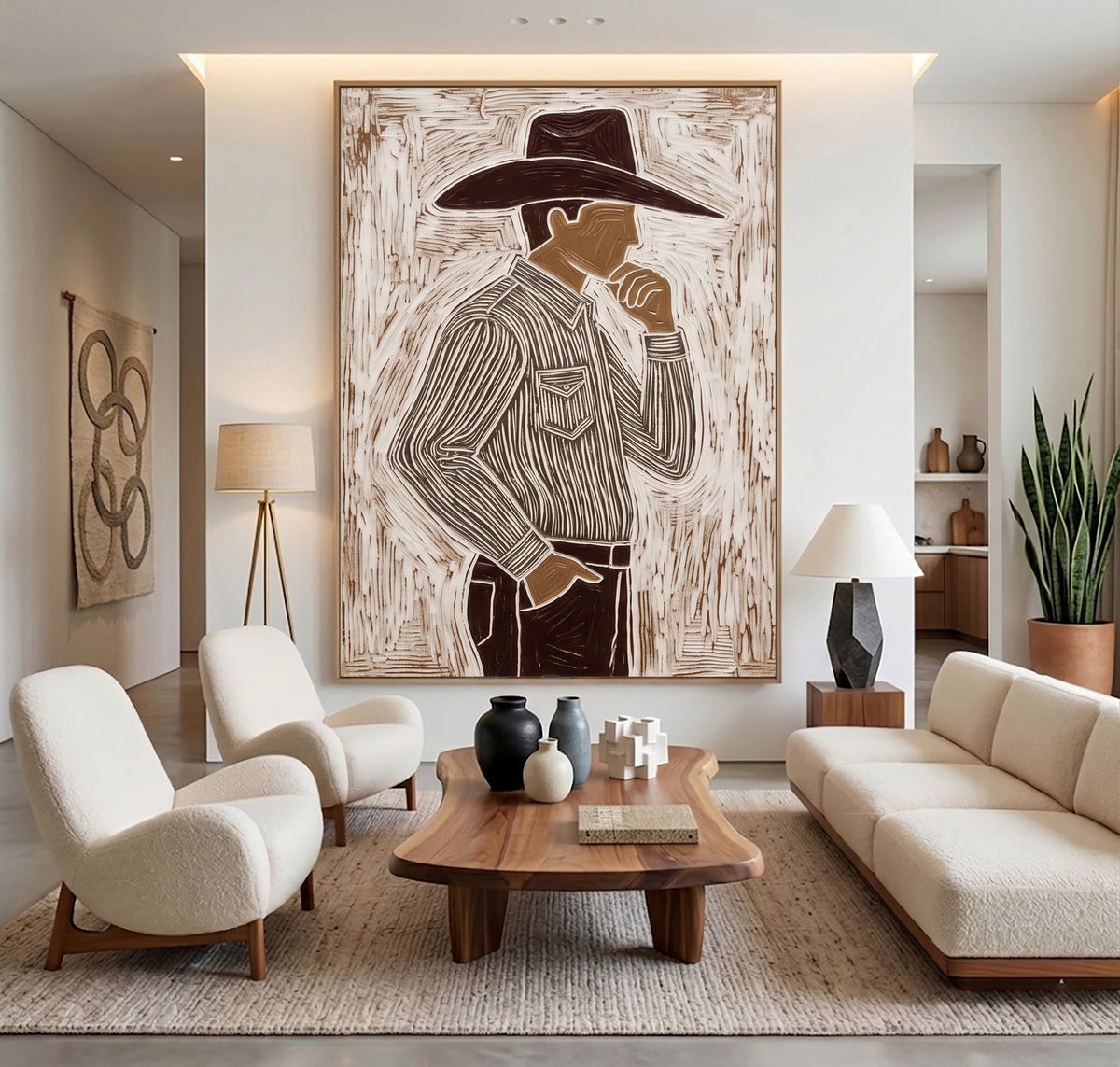 Modern Cowboy Painting Textured Western Art