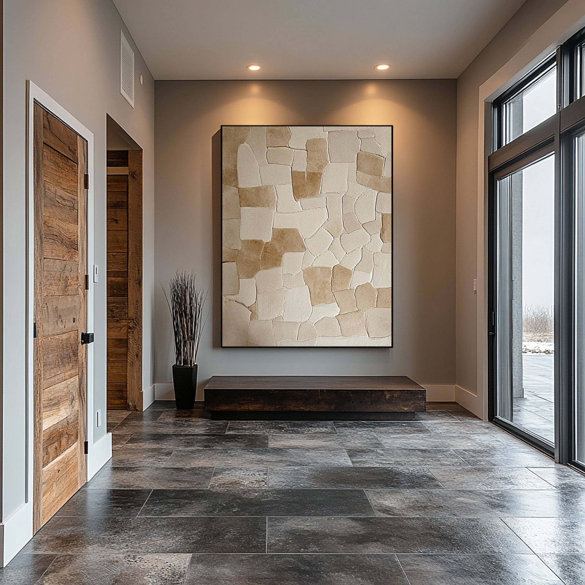 Modern Abstract Wall Art - Textured Neutral Canvas for Chic Homes #BBA 107