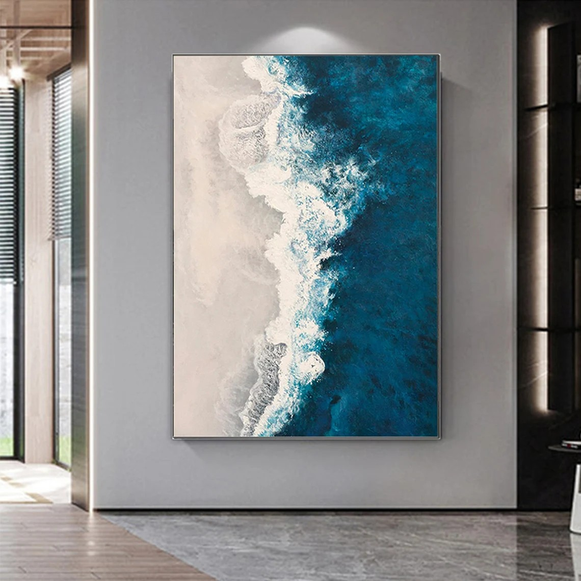 Blue Ocean Waves and Beach Wall Art #BGA 032