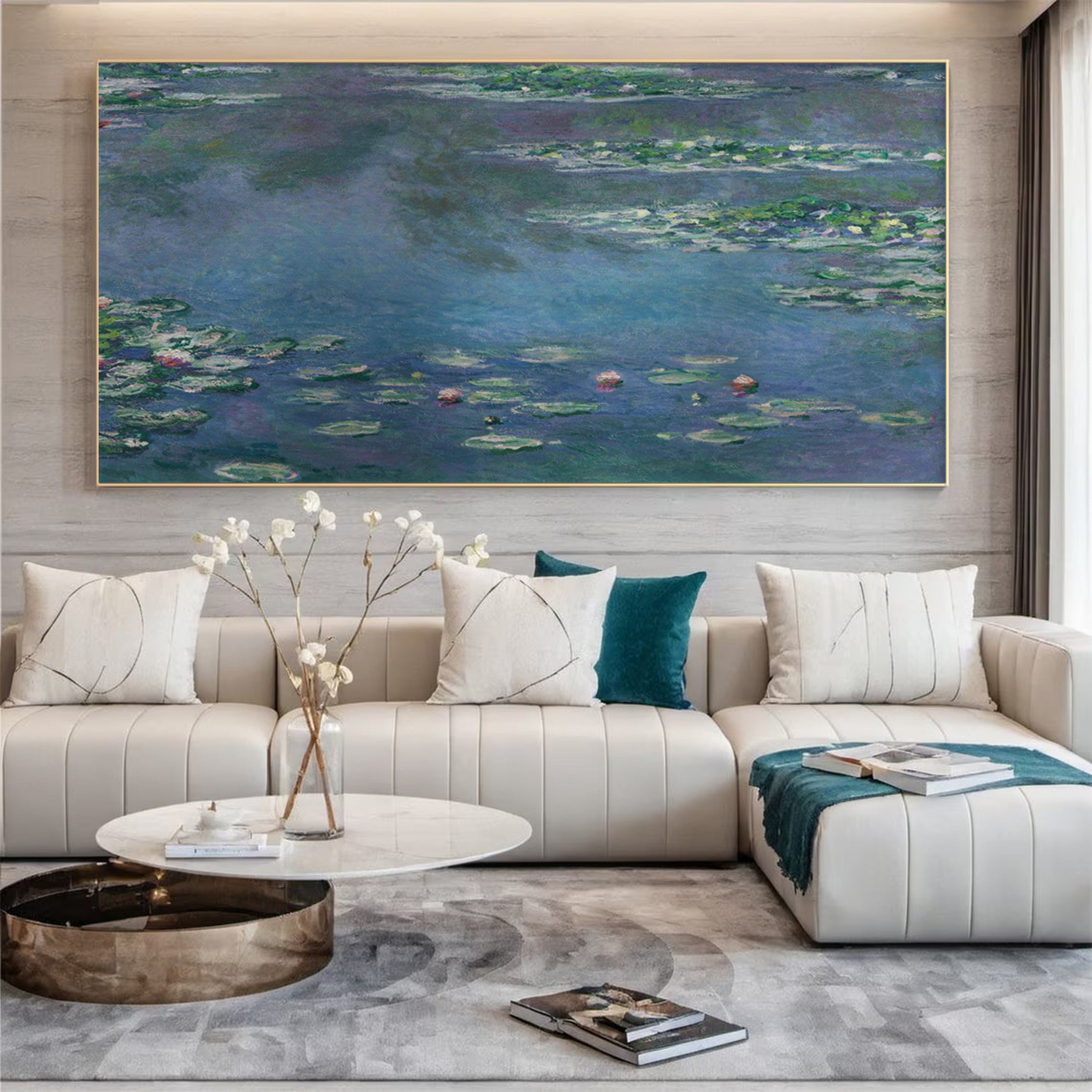 Water Lily Pond At Dusk, Impressionistic Wall Art #BGA 072