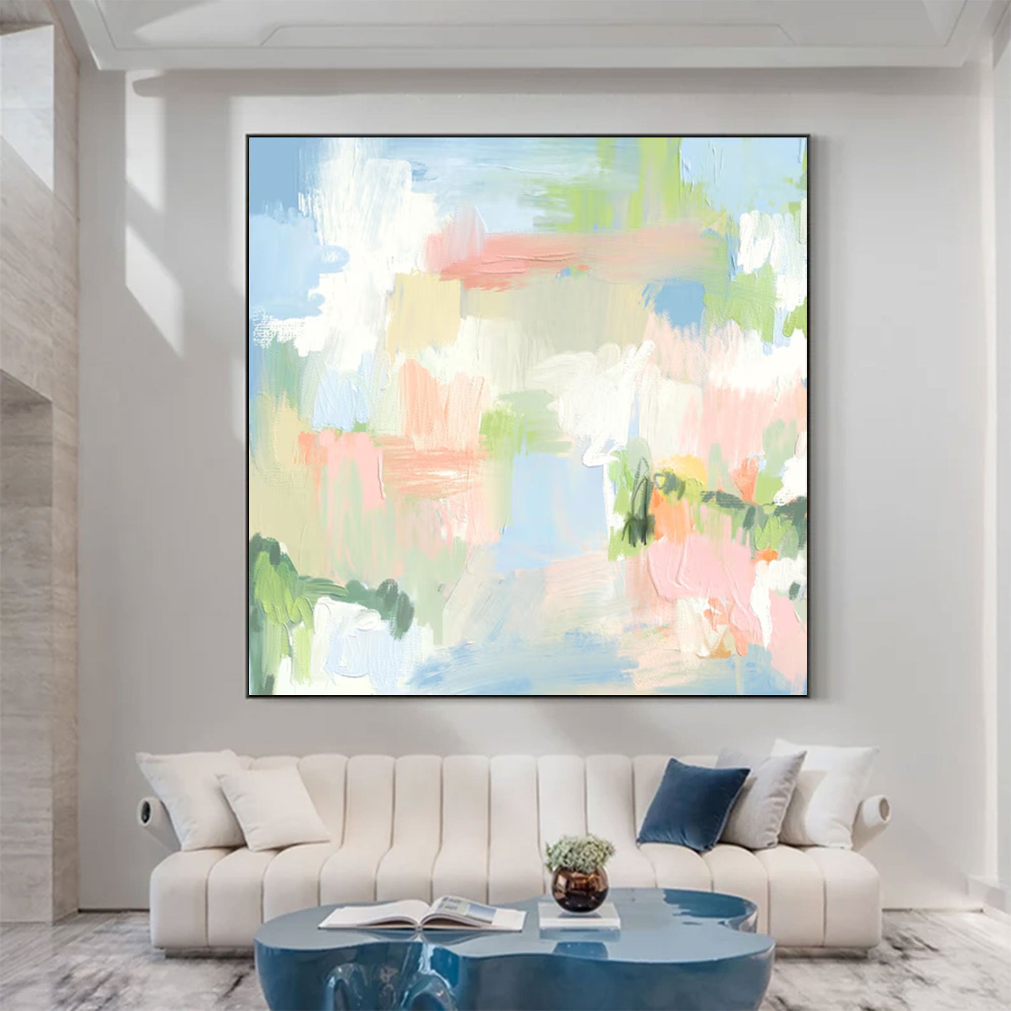 Large Abstract Textured Colorful Square | MuroArt #WGA 030