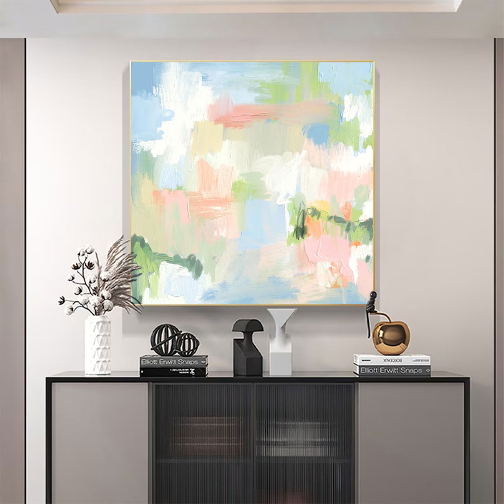 Large Abstract Textured Colorful Square | MuroArt #WGA 030