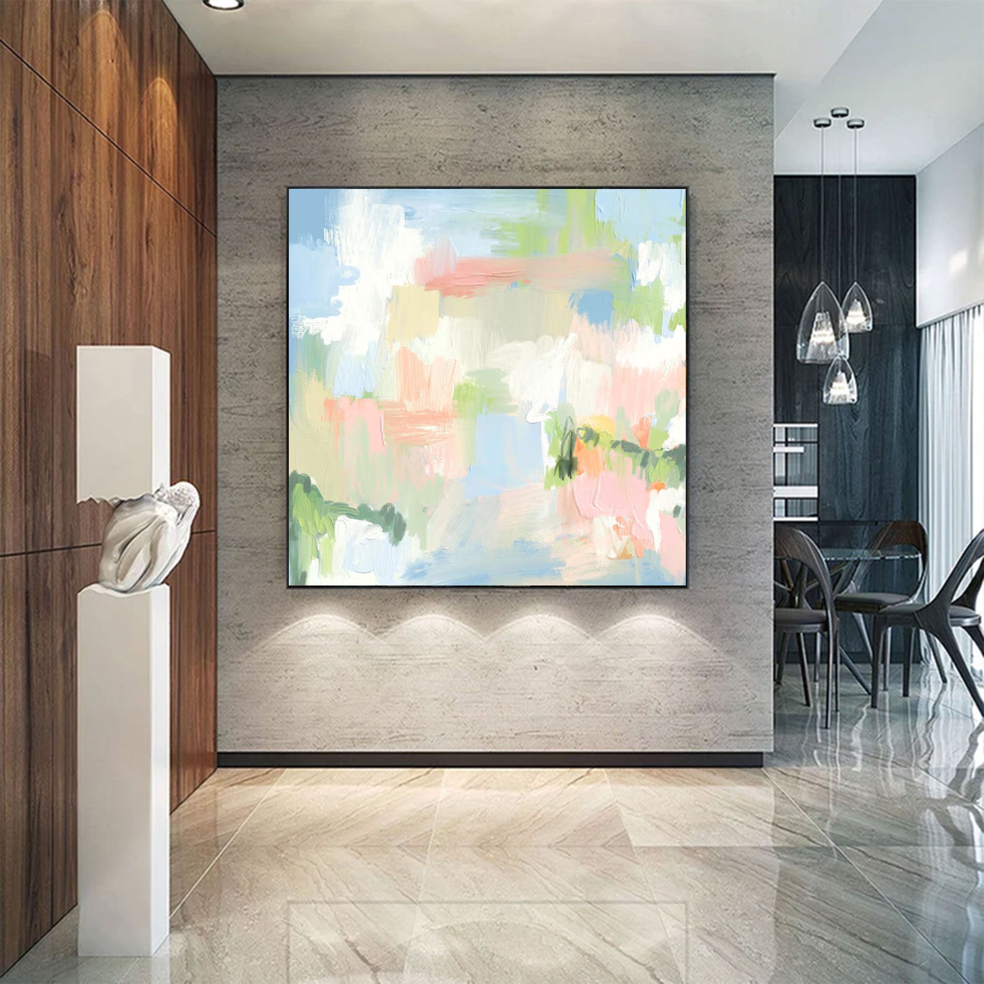 Large Abstract Textured Colorful Square | MuroArt #WGA 030