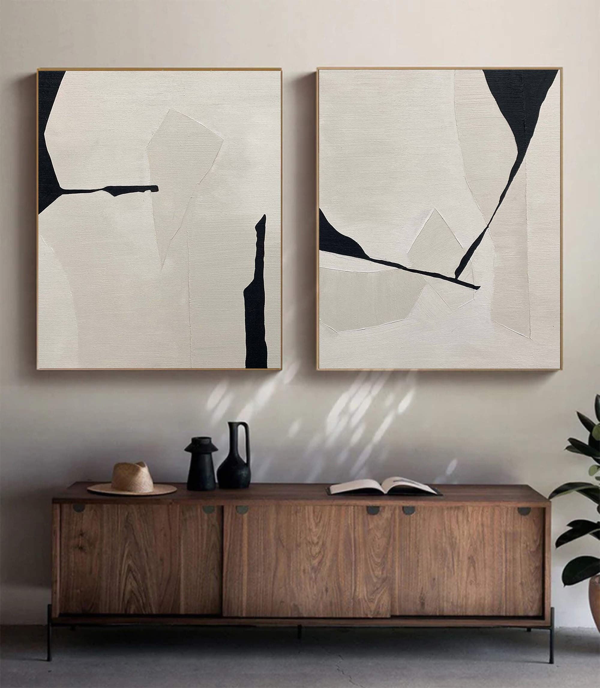 Black & White Minimalist Painting Set Of 2 #BWS 001