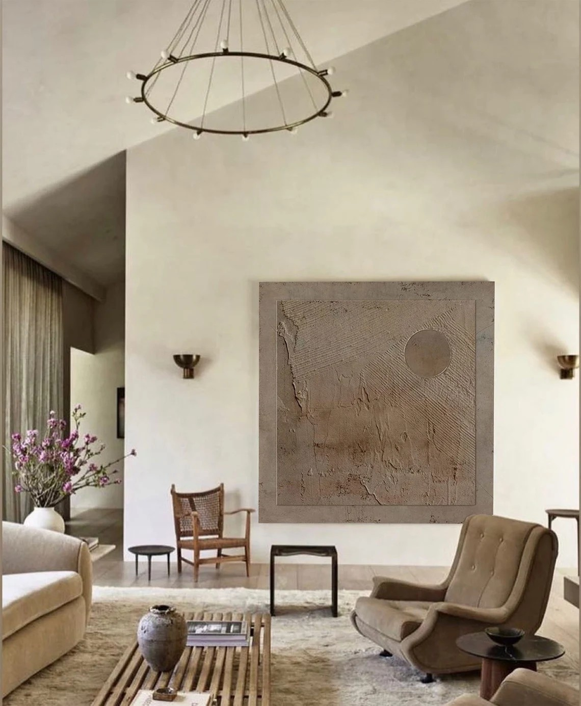 Japanese-Inspired Beige Abstract Wall Art #WSA 008