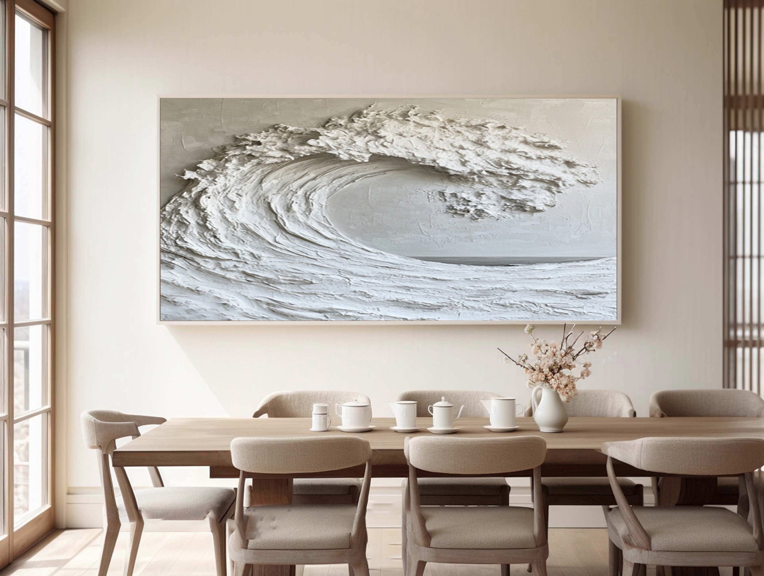 Impasto Ocean Painting Modern Beach House Wall Art #WG 048