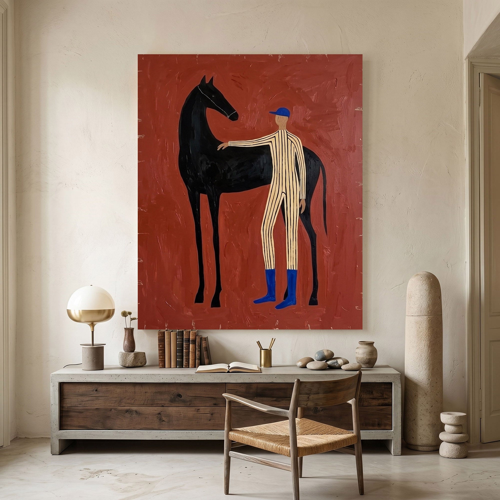 Large Cowboy Horse Wall Art Modern Western Oil Painting Contemporary Ranch Decor