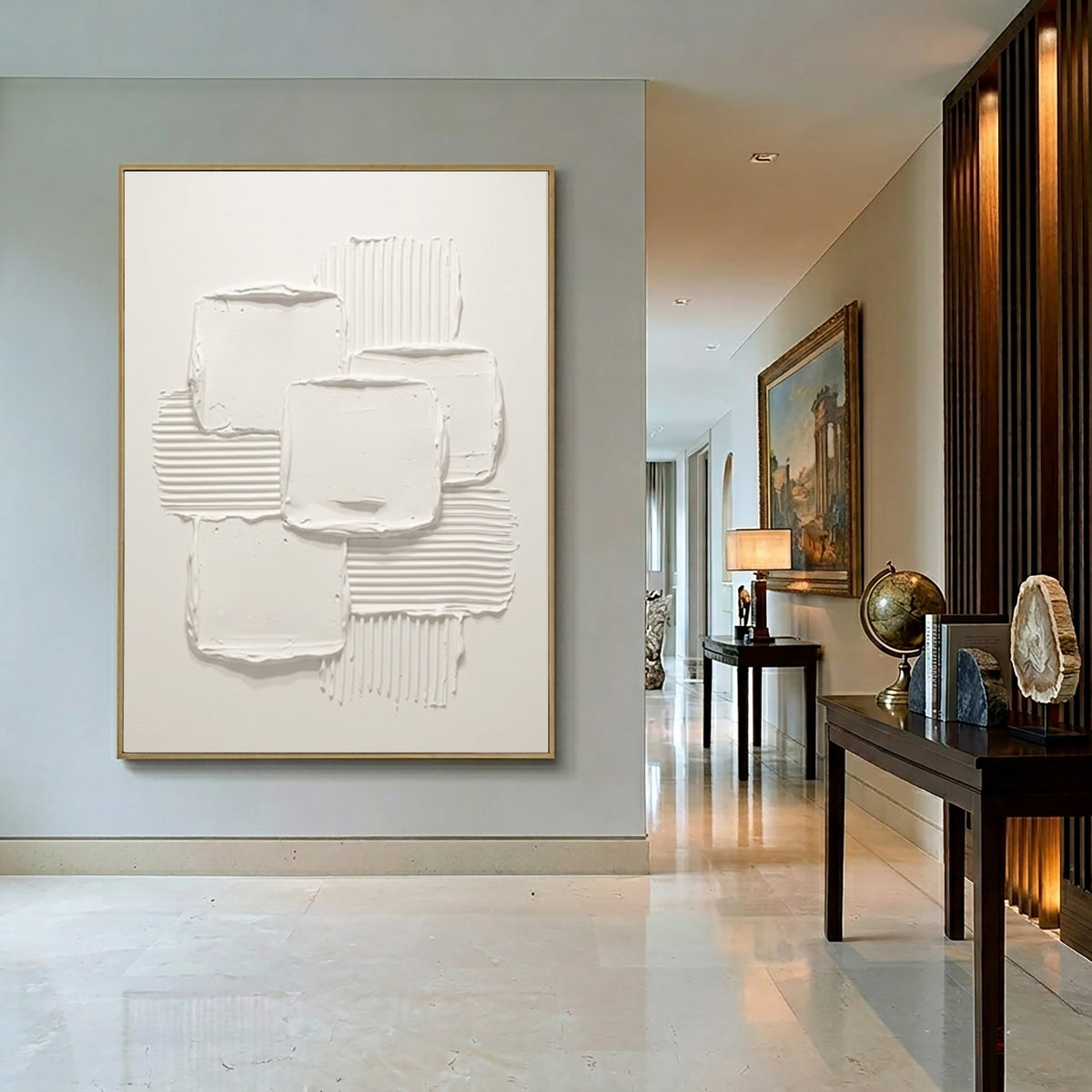 The Geometry Of Silence Large Abstract Wall Art Textured Relief Contemporary Painting Modern Luxury Interior Decor