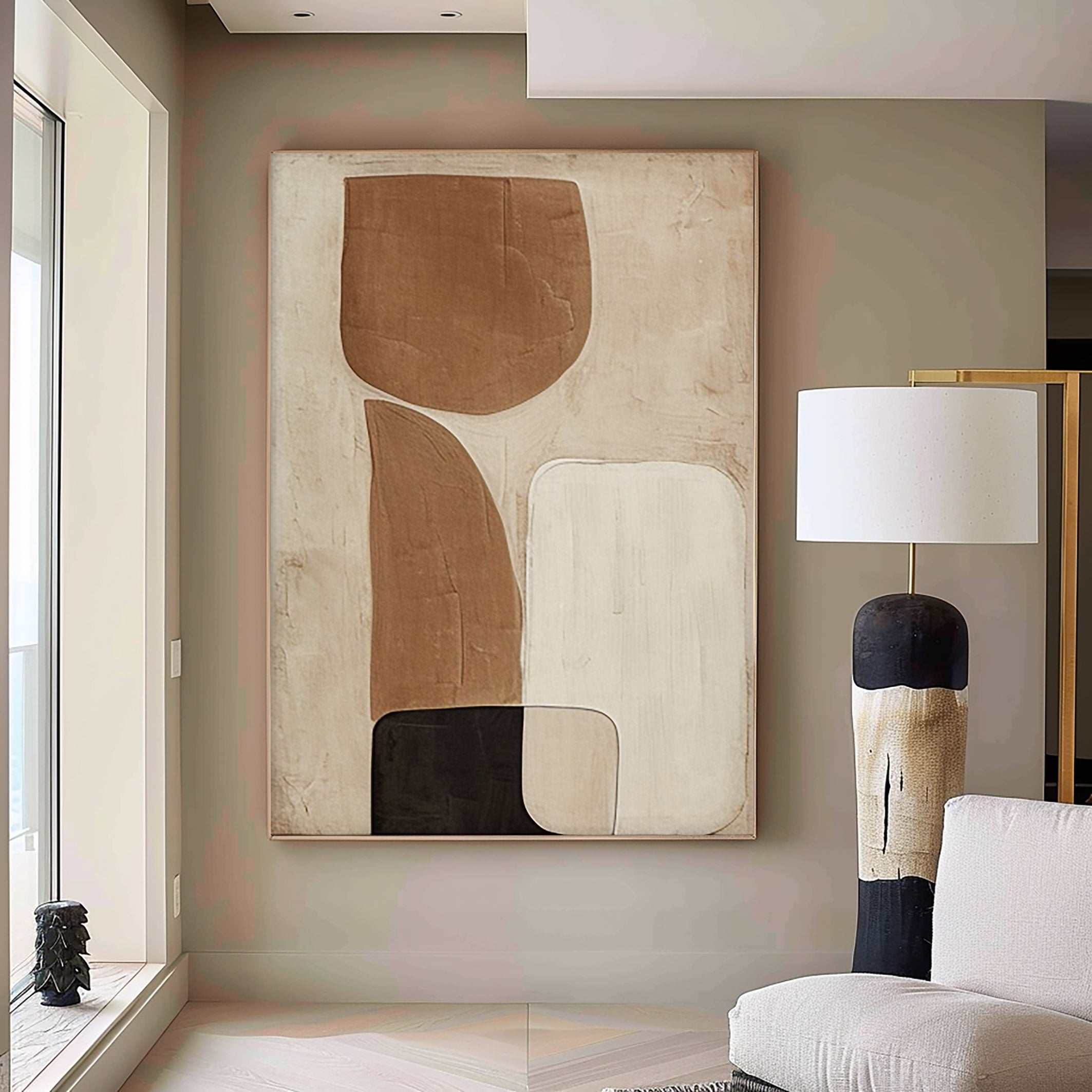 Beige & Brown Abstract Painting #BBA 001