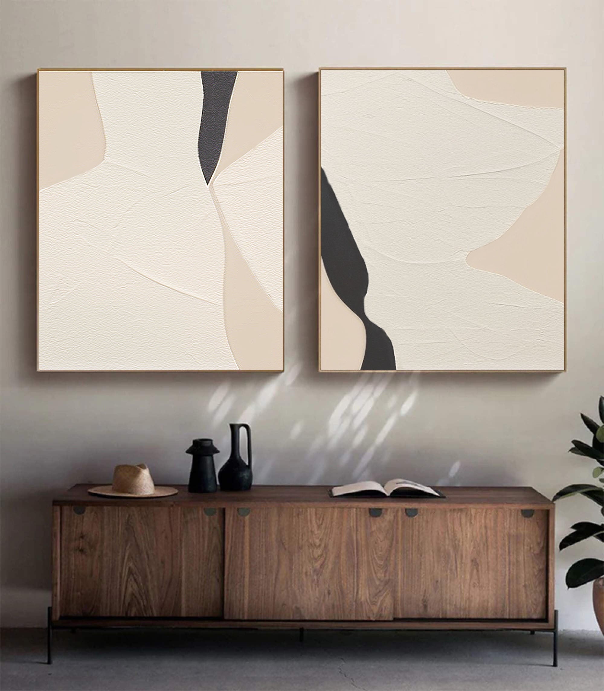 Black & White Minimalist Painting Set Of 2 #BWS 010