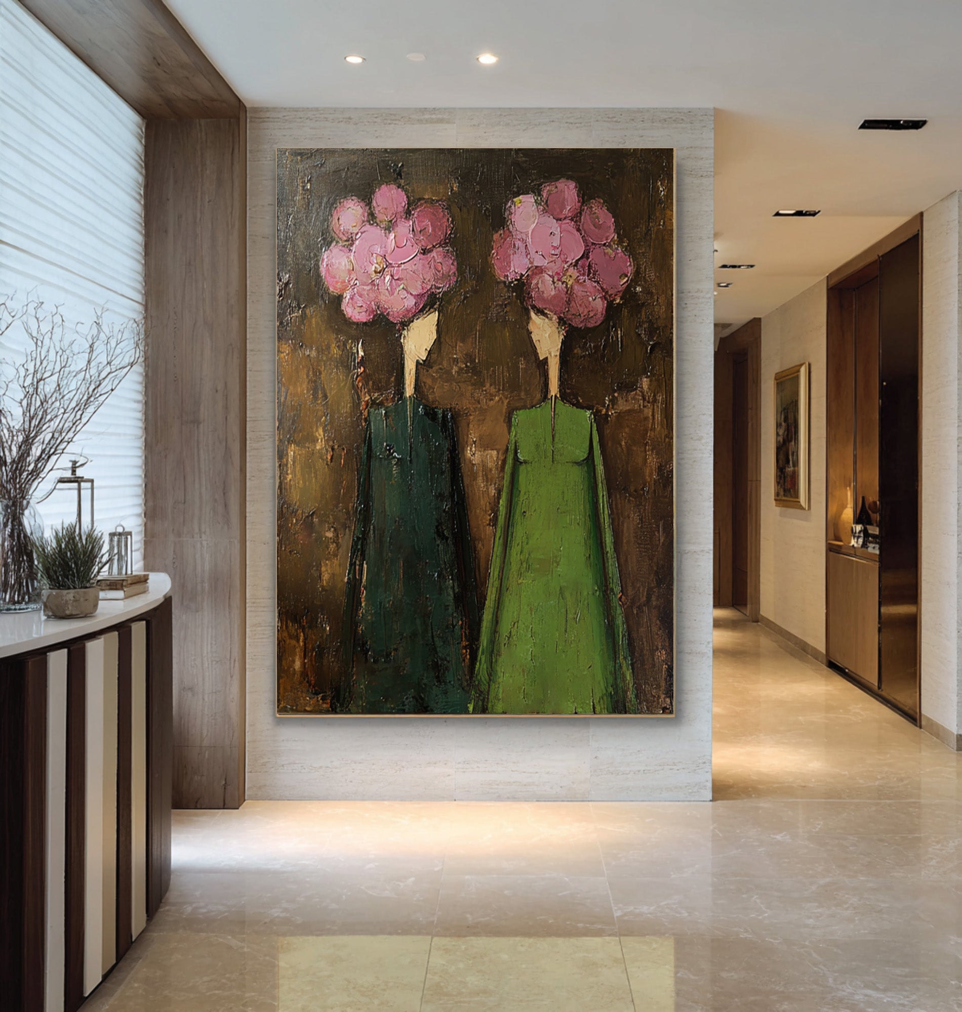 Large Contemporary Figurative Oil Painting on Canvas – Statement Wall Art for Entryway Decor #WAC 038