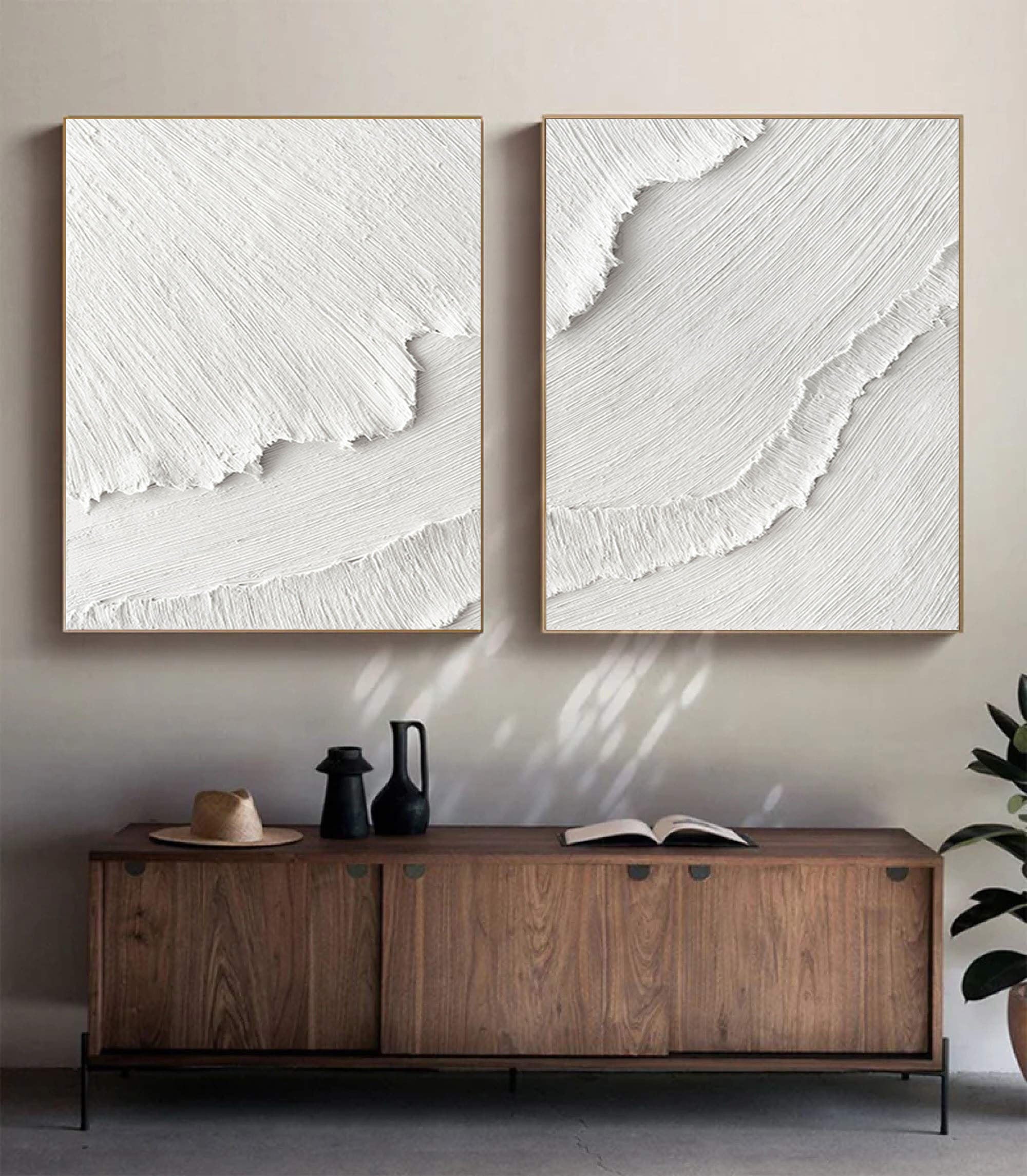 White Minimalist Painting Set Of 2 #WMS 025