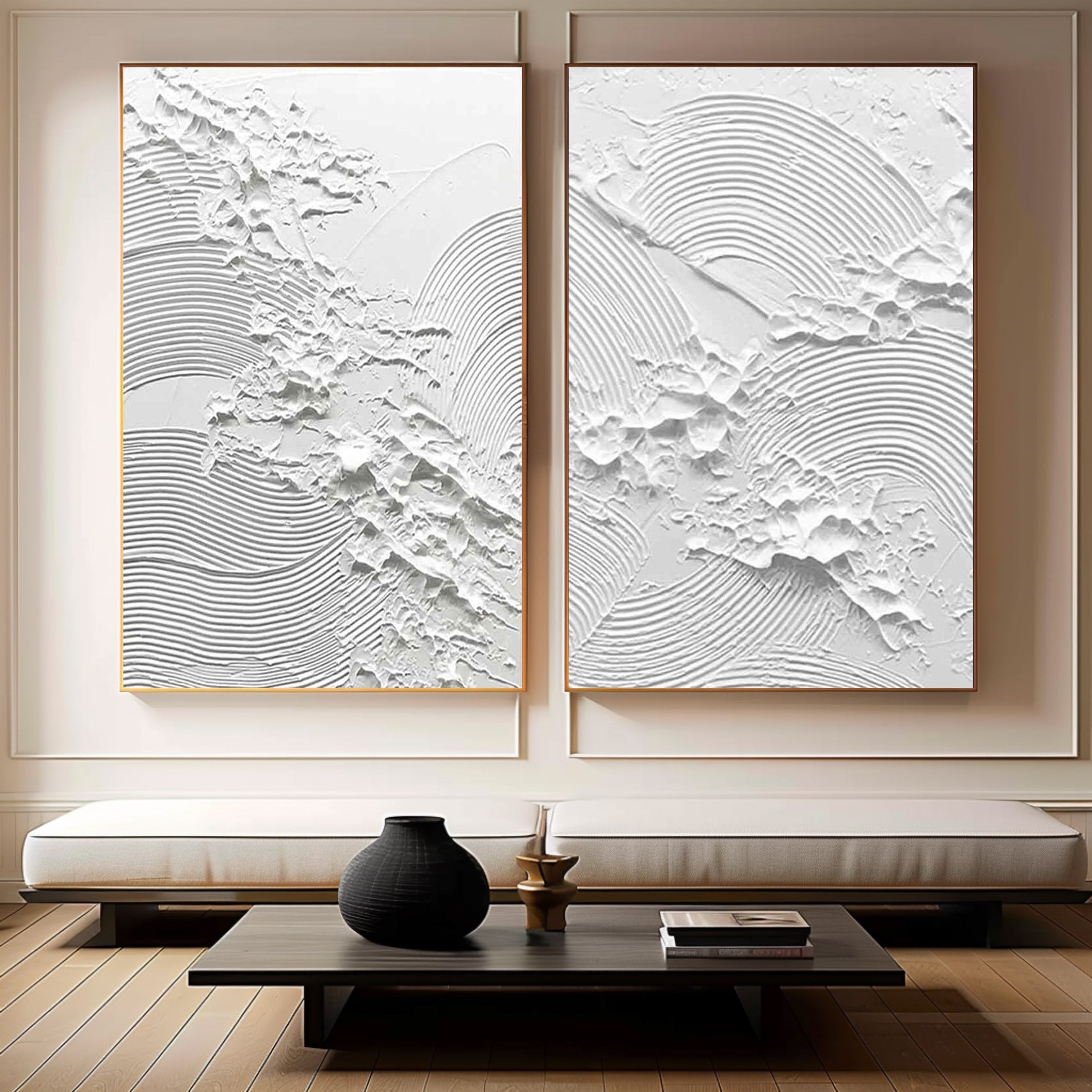 White Minimalist Painting Set Of 2 #WMS 001