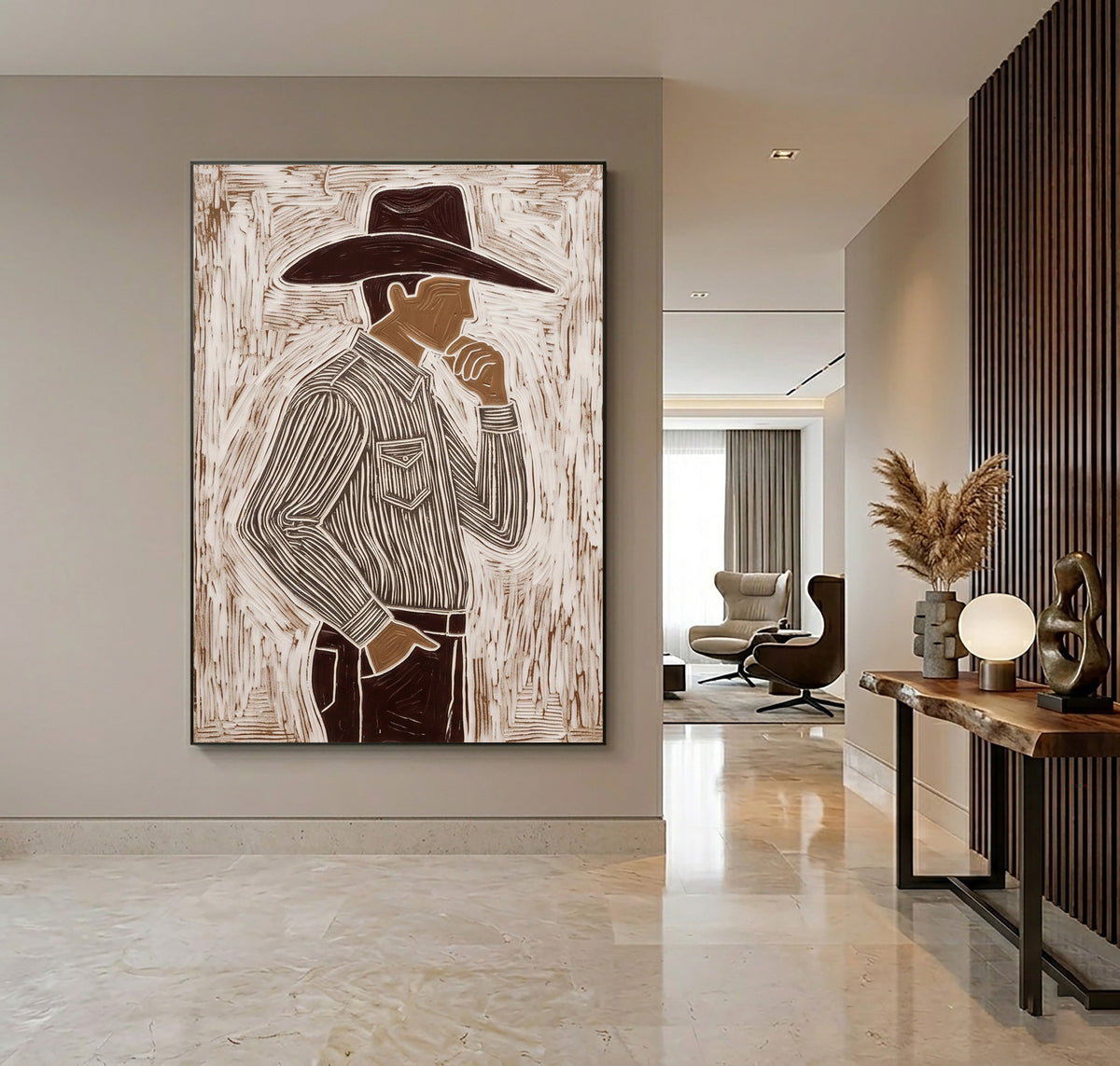 Modern Cowboy Painting Textured Western Art