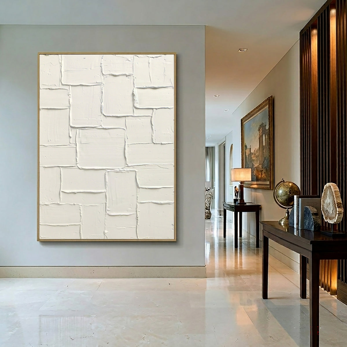 Large Pure Form Minimalist Wall Art White Textured Abstract Painting Contemporary Neutral Home Decor