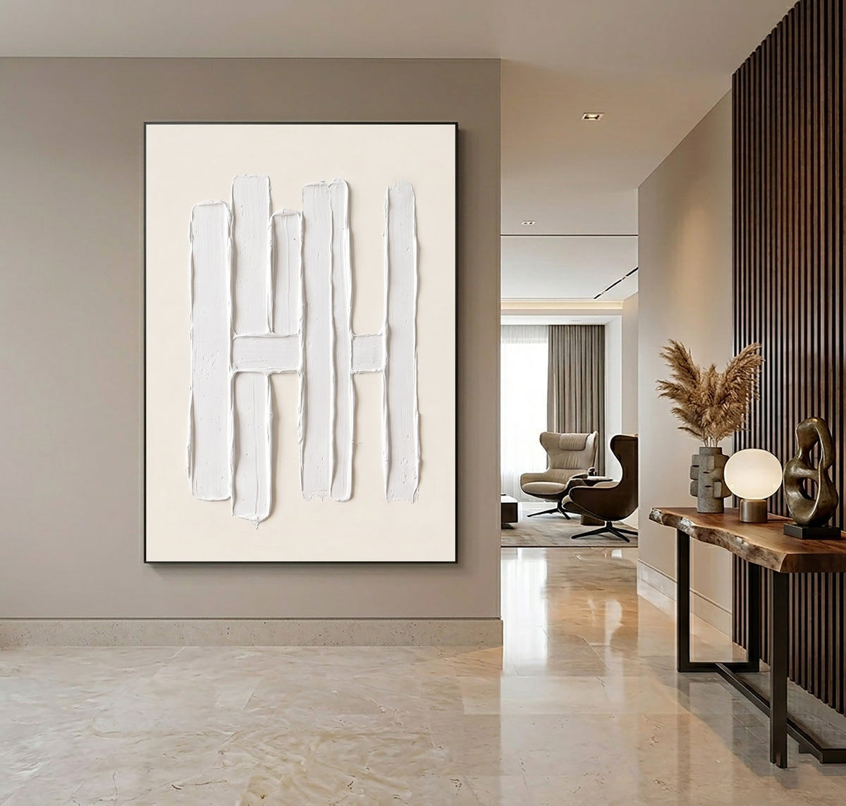 Columns Of Light Large White Abstract Wall Art Textured Sculptural Relief Contemporary Minimalist Artwork