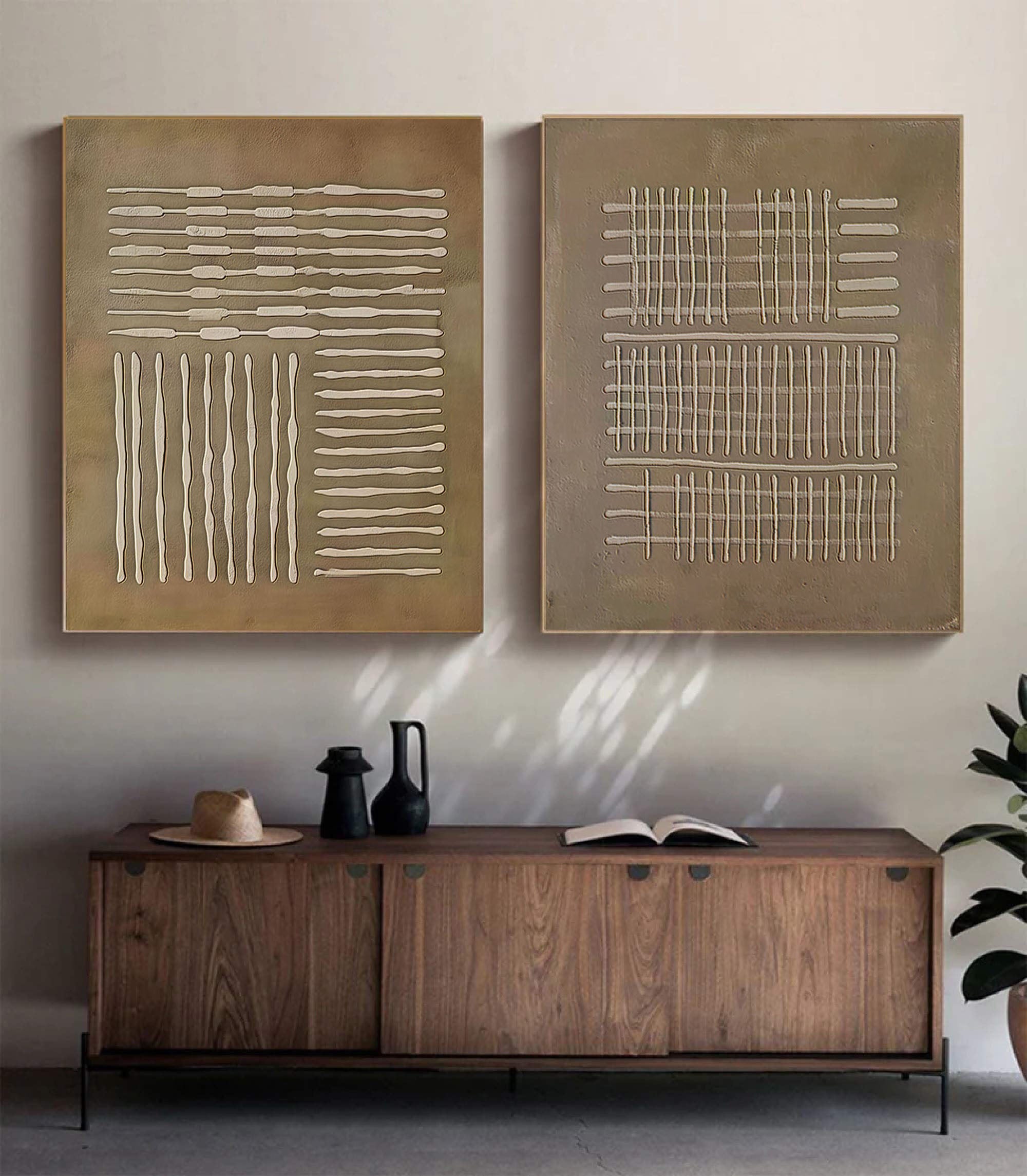 Beige & Brown Minimalist Painting Set Of 2 #BBS 009