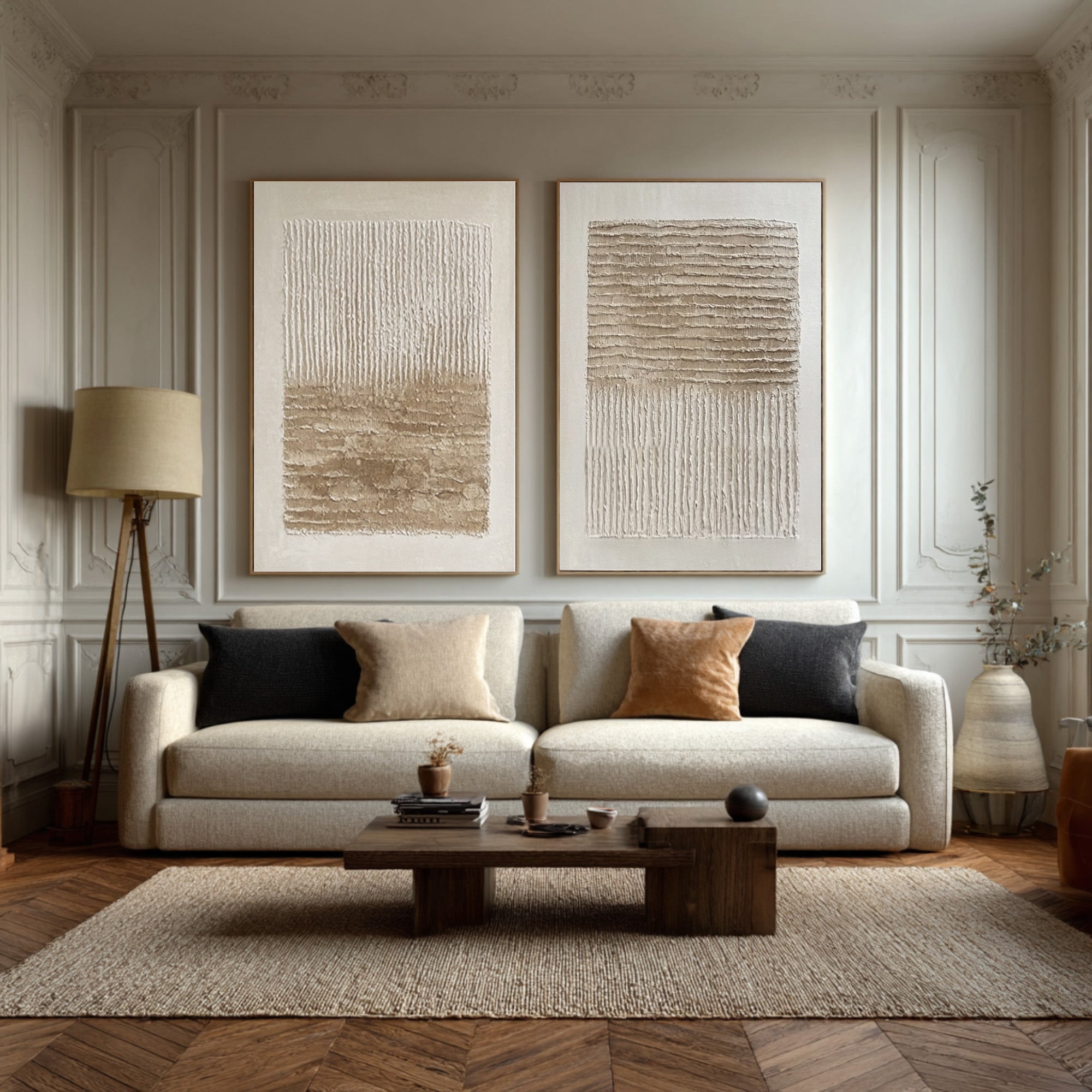 Contemporary Textured Wall Art Duo Living Space #WG 019