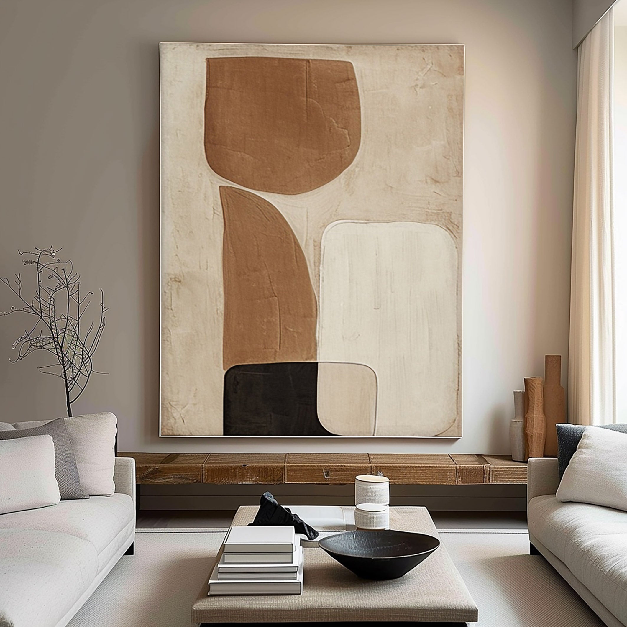 Beige & Brown Abstract Painting #BBA 001