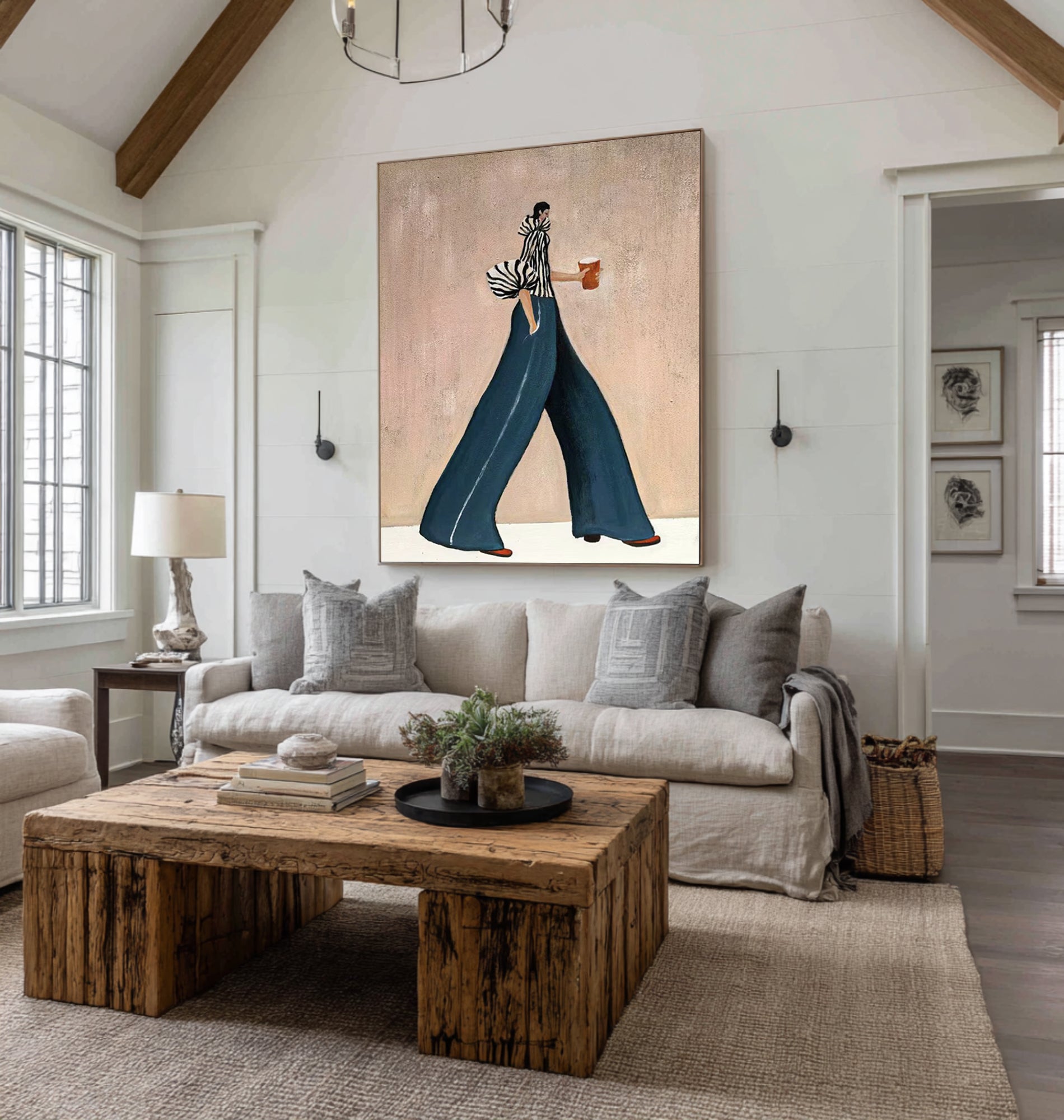 Large Fashion Figure Painting Modern Minimalist Woman Wall Art