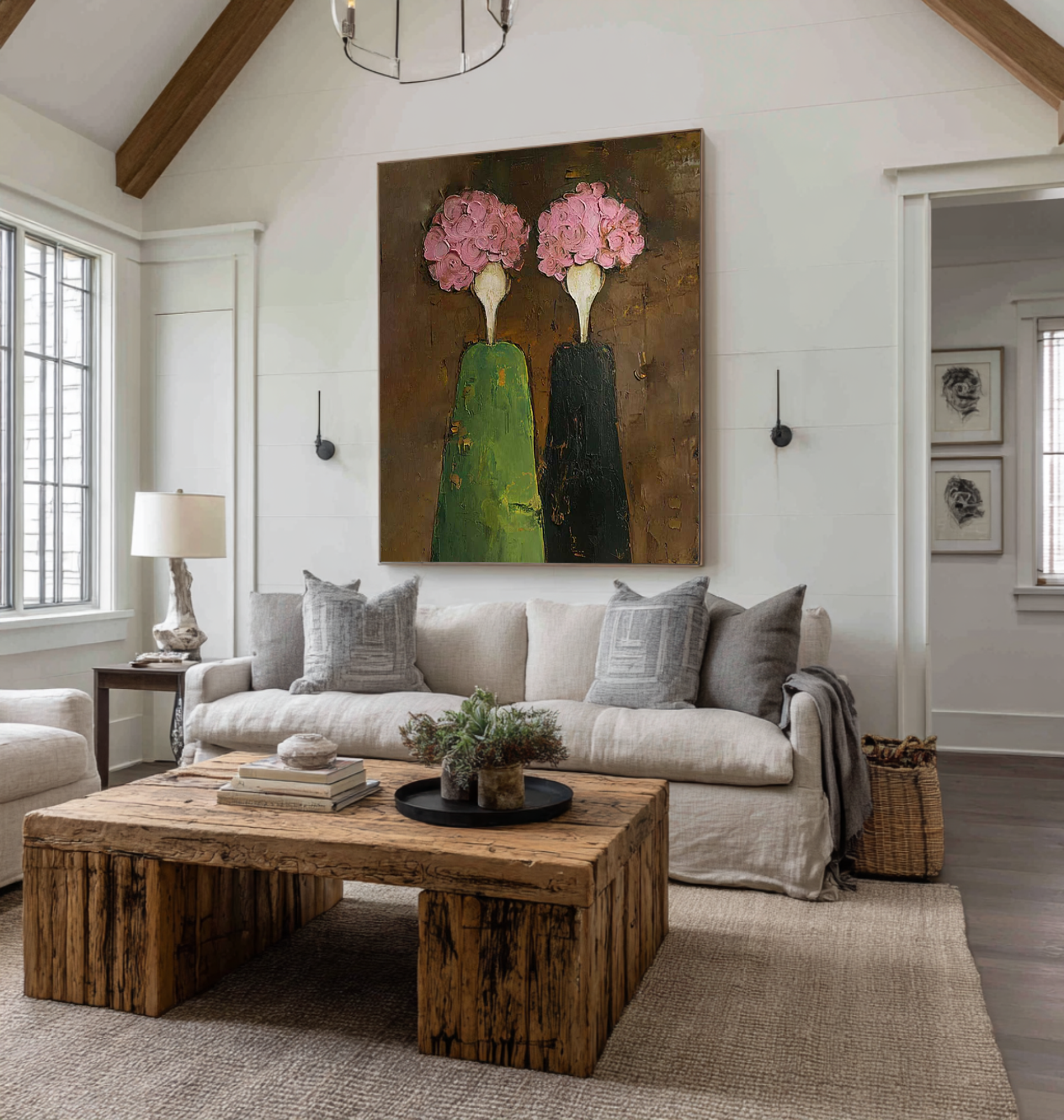 Large Contemporary Figurative Oil Painting on Canvas – Statement Wall Art for Entryway #WAC 043