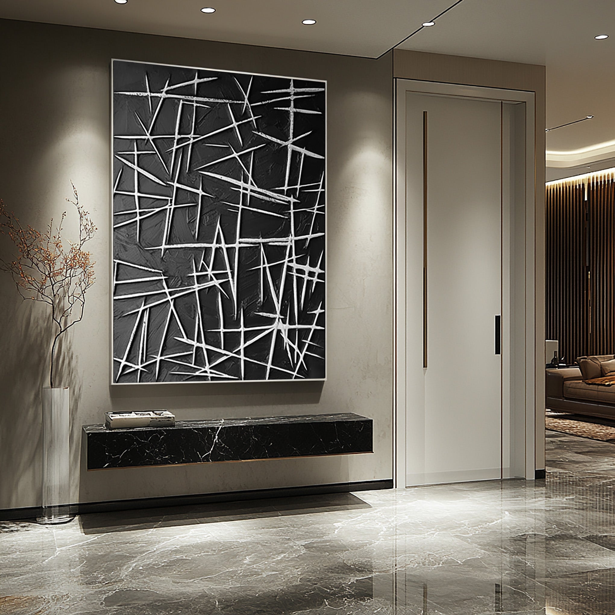 Modern Black and White Abstract Wall Art #BBA 103