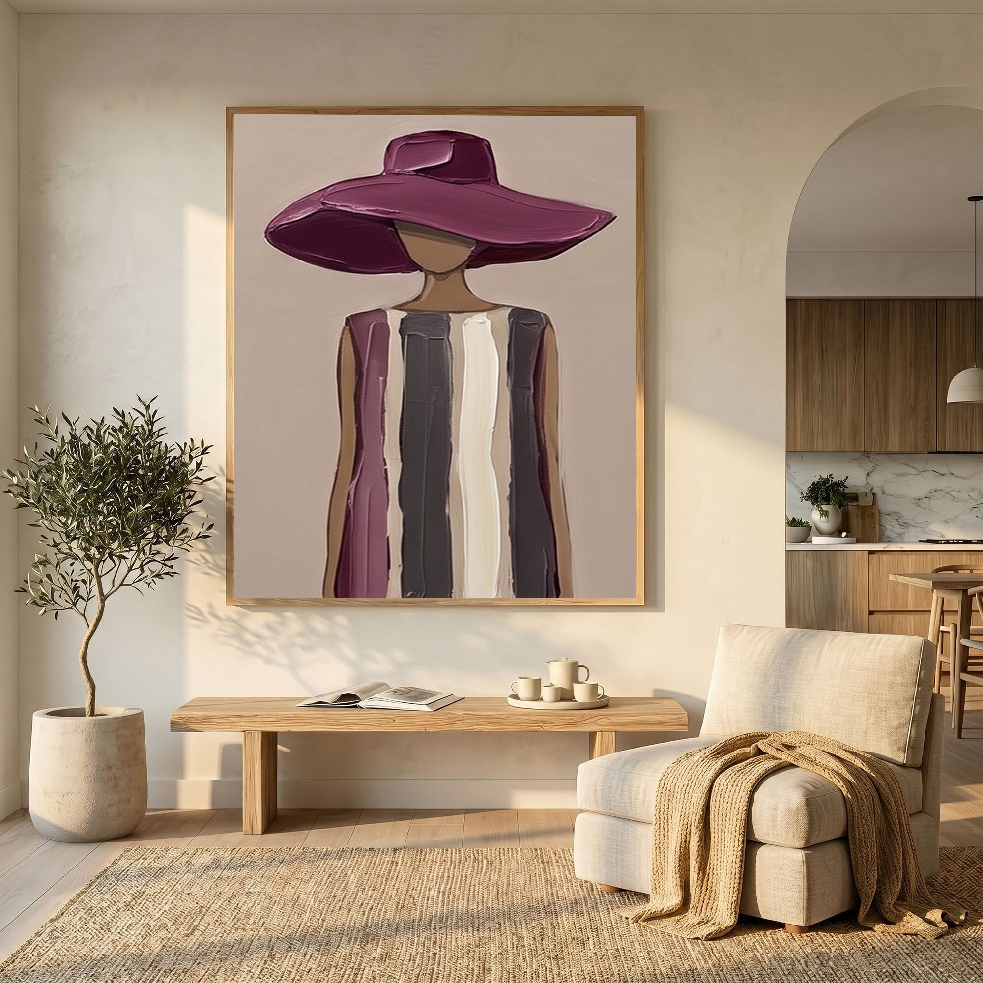 Large Woman Portrait Wall Art Abstract Oil Painting Cowgirl Cowboy Vintage Americana Art Western Woman Figure Minimalist Home Decor