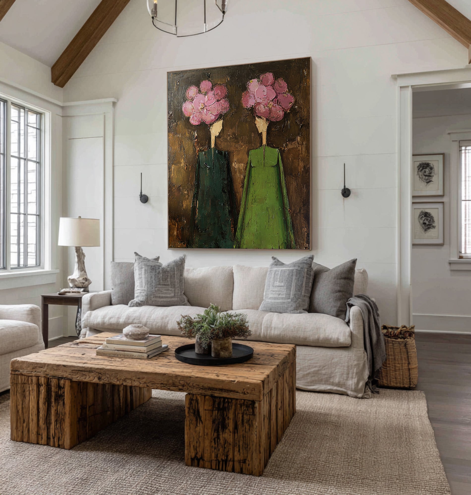 Large Contemporary Figurative Oil Painting on Canvas – Statement Wall Art for Entryway Decor #WAC 038