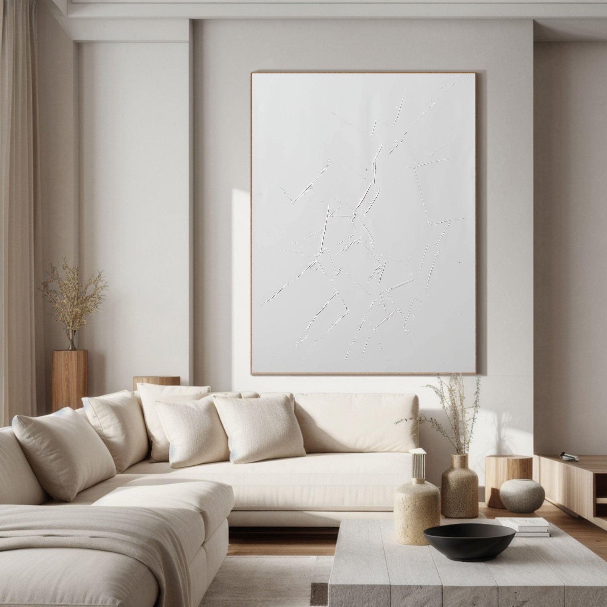 White Textured Minimalist Wall Art With Impasto Surface #BGA 096