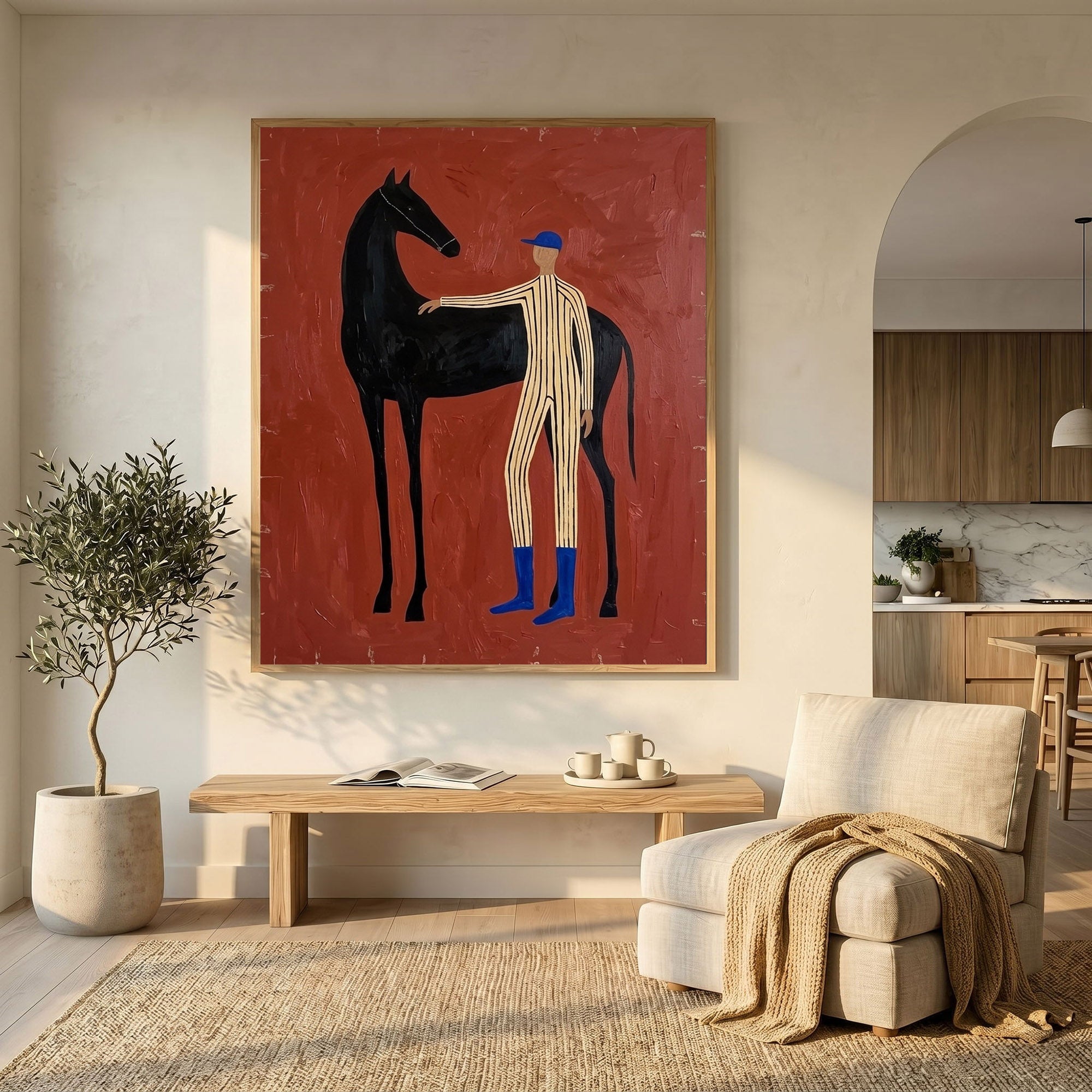 Large Cowboy Horse Wall Art Modern Western Oil Painting Contemporary Ranch Decor