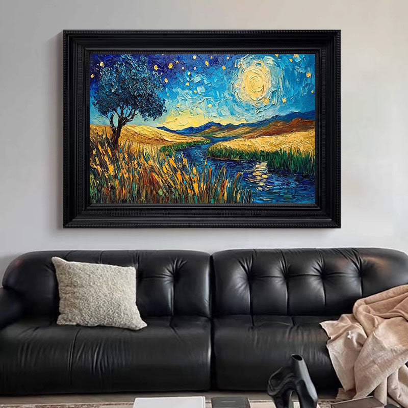 Impasto Night Sky, Colorful Contemporary Wall Art #BGA 081