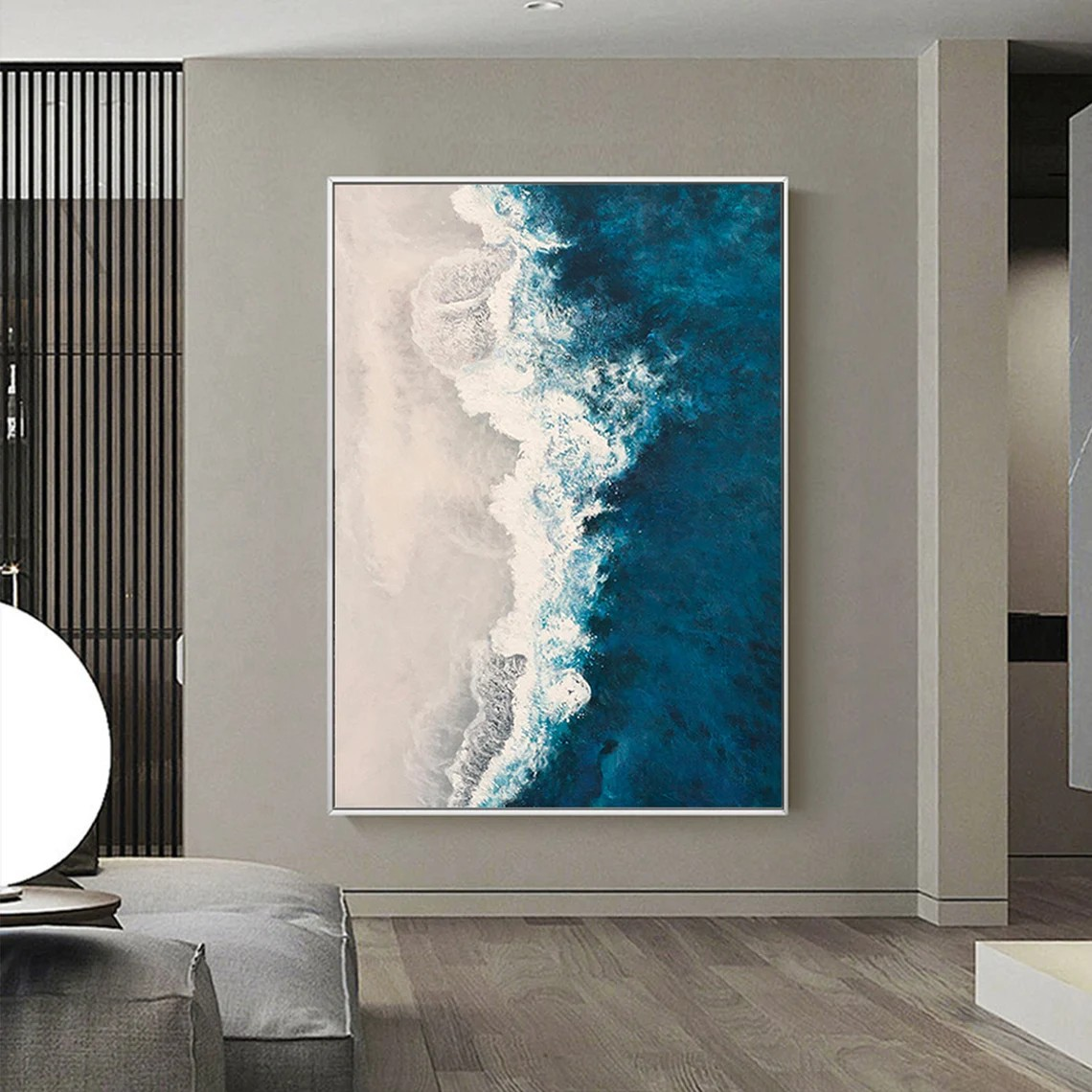 Blue Ocean Waves and Beach Wall Art #BGA 032