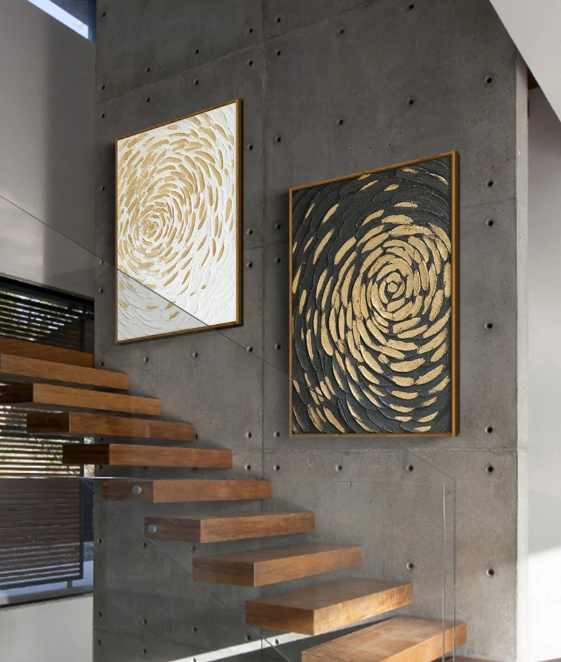 Abstract Spiral Gold and Black Wall Art #BGA 037