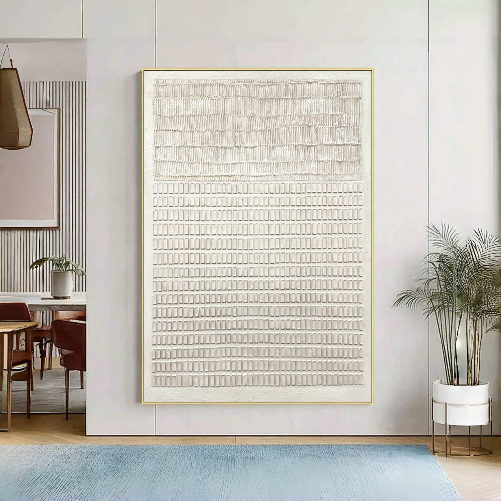Minimalist Geometric Wall Art Textured White Painting #WG 041