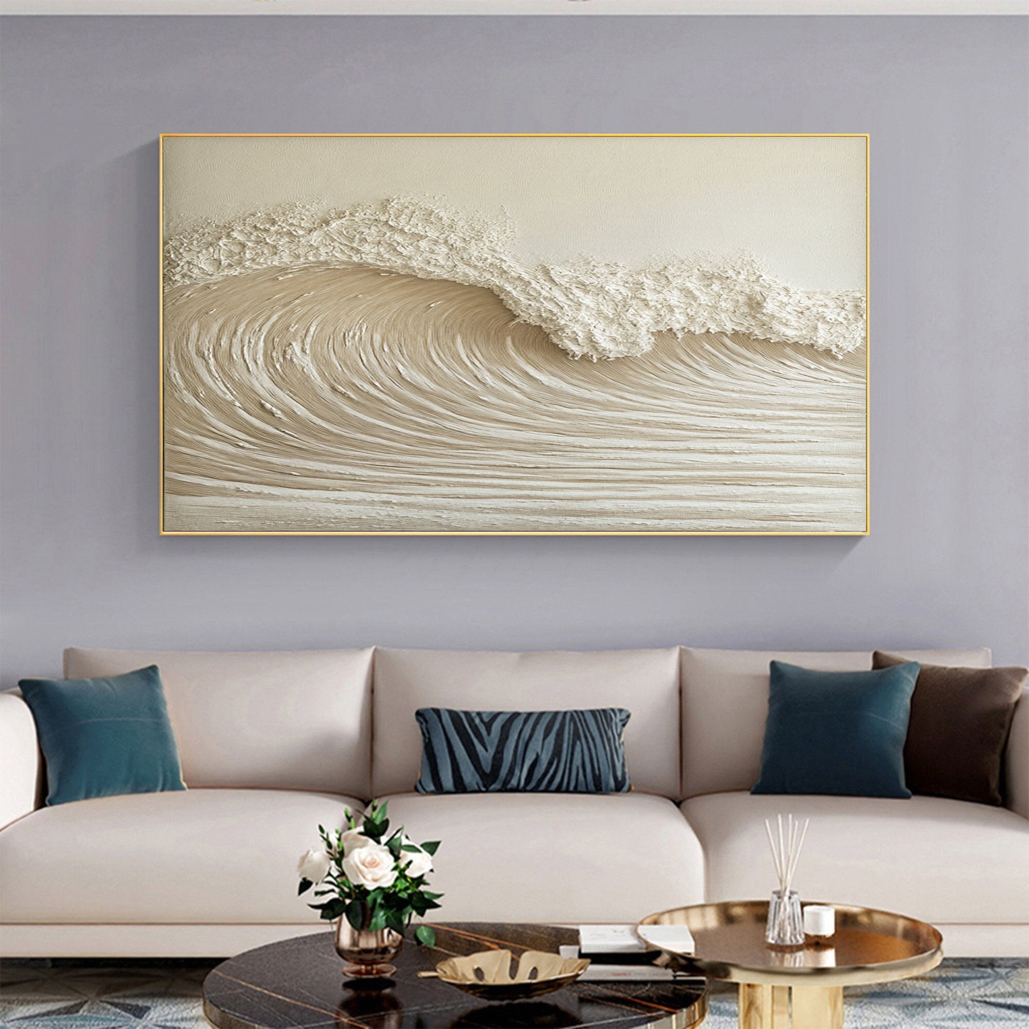 High-End 3D Wave Painting Luxury Wall Decor for Elegant Interiors #BBM 049