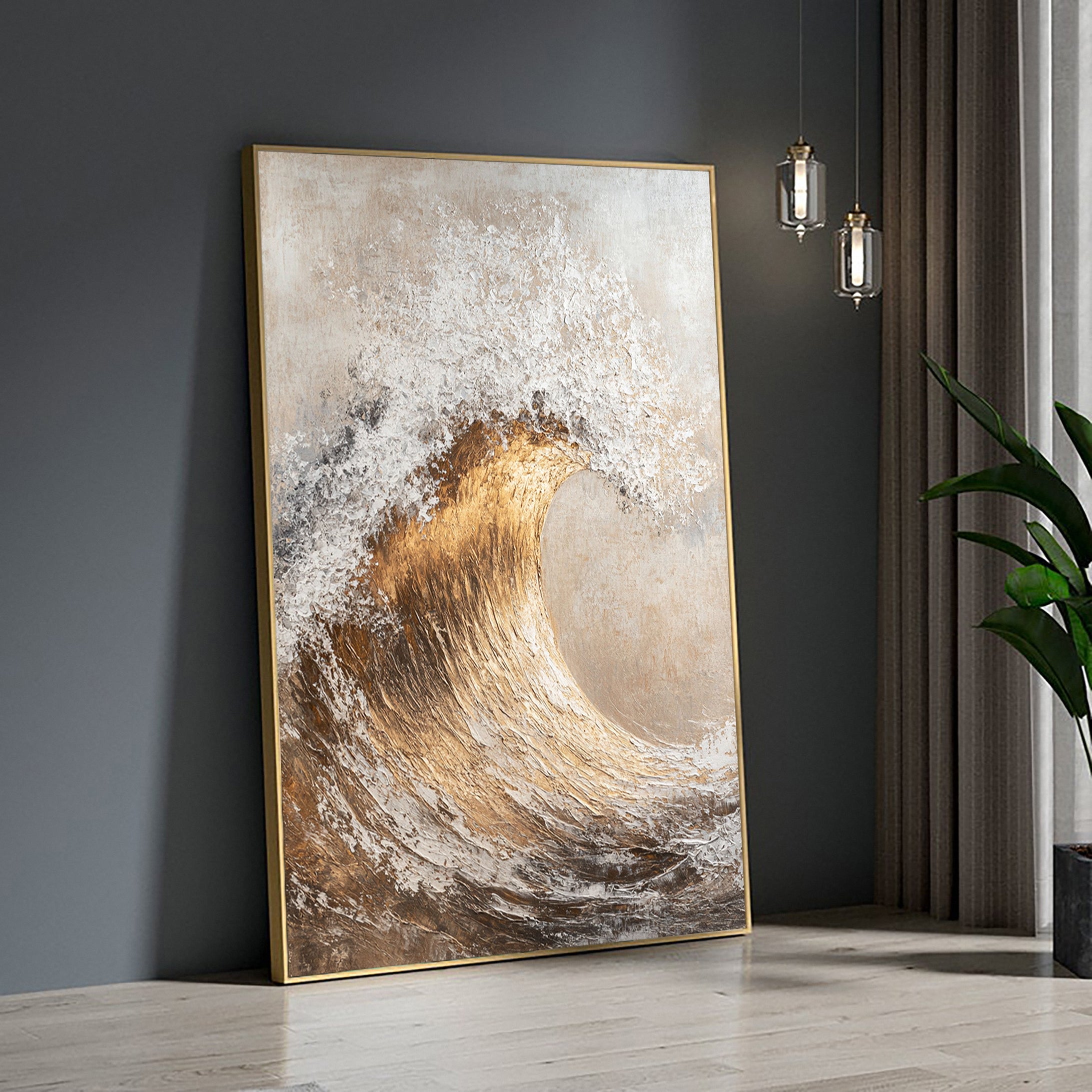 Majestic Ocean Wave Textured Canvas for Elegant Coastal Home Decor #BBM 054