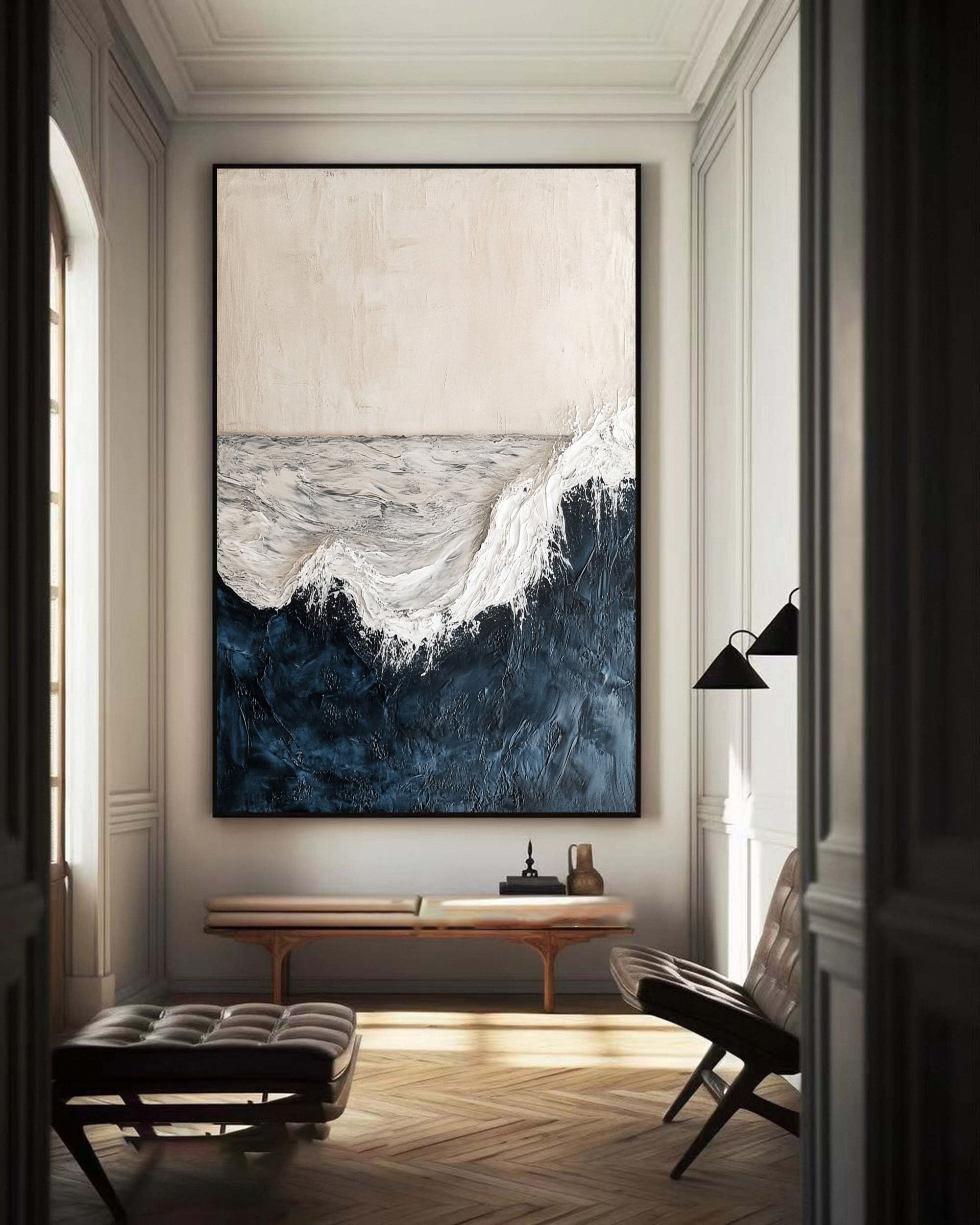 Majestic Ocean Wave Textured Canvas for Elegant Coastal Home Decor #BBM 060