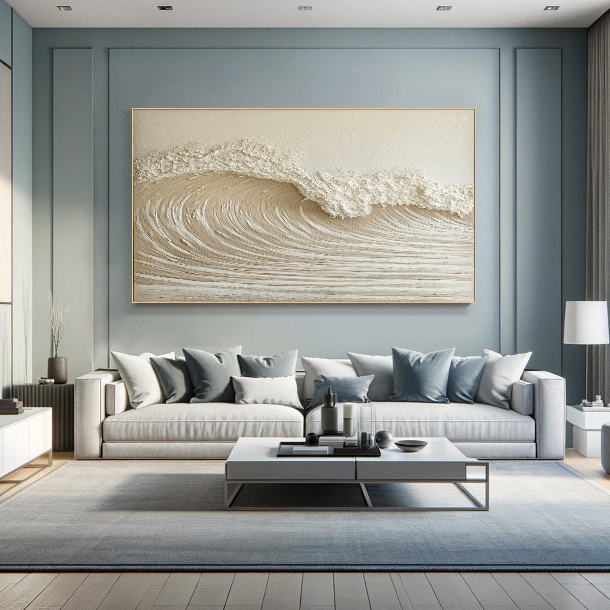 High-End 3D Wave Painting Luxury Wall Decor for Elegant Interiors #BBM 049