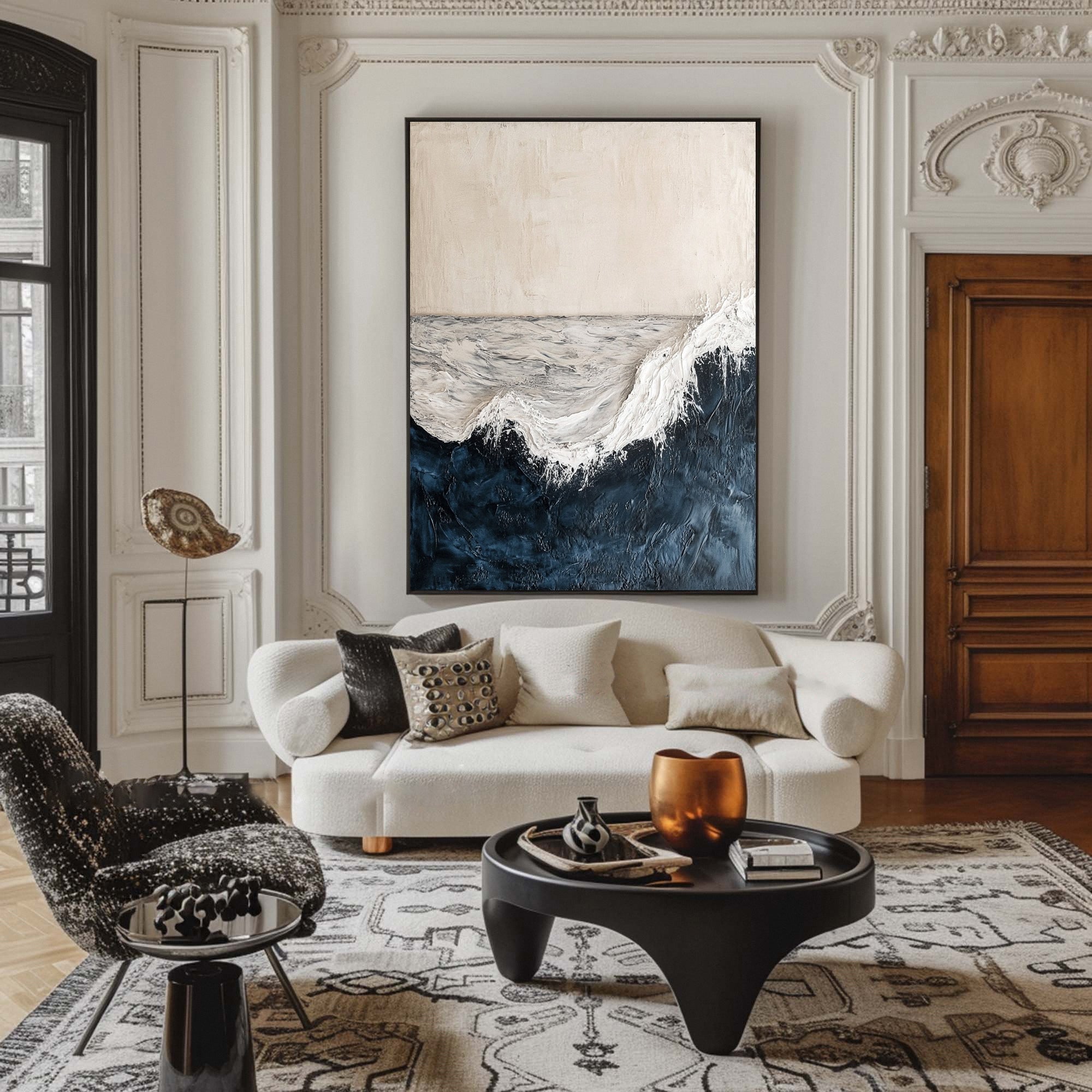 Majestic Ocean Wave Textured Canvas for Elegant Coastal Home Decor #BBM 060