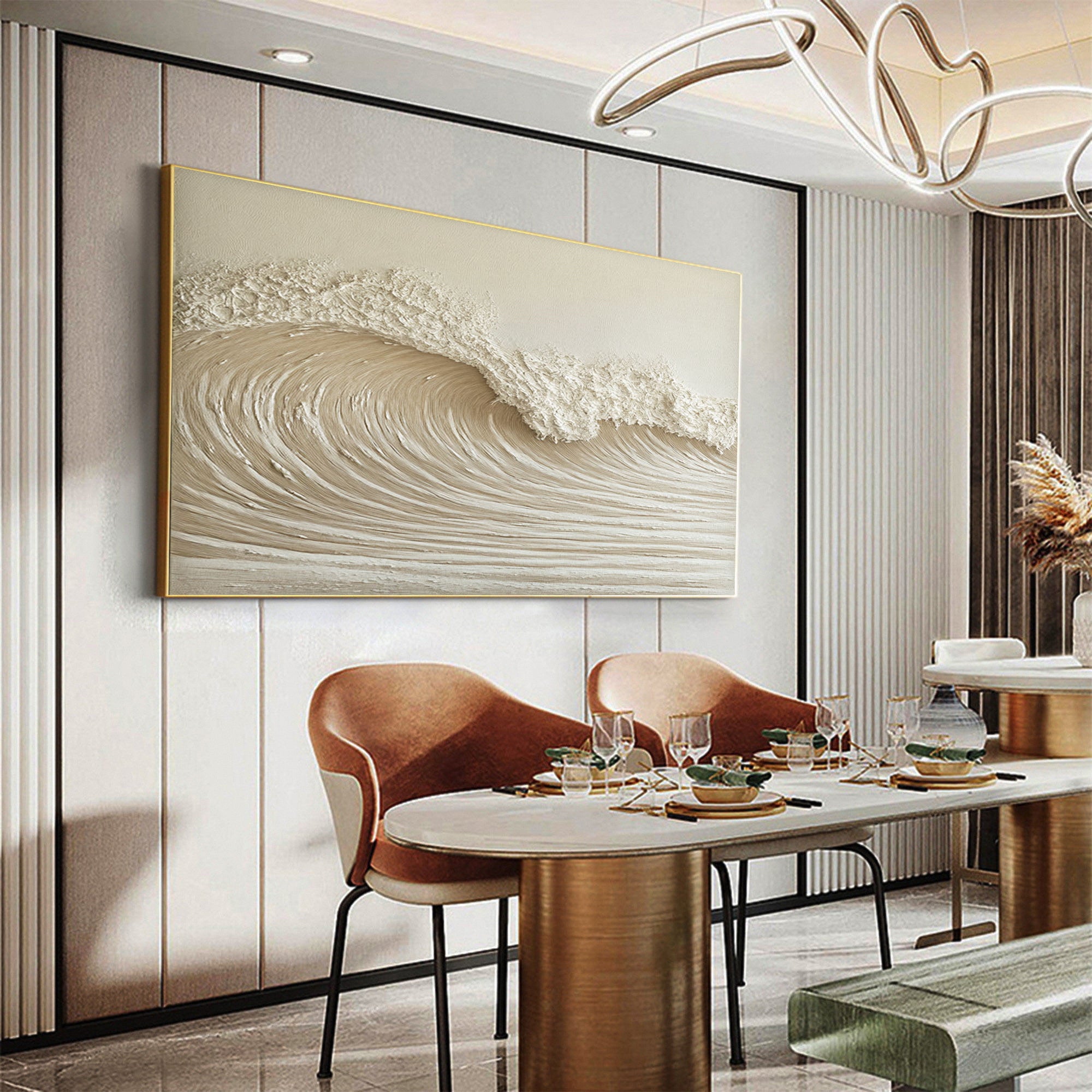 High-End 3D Wave Painting Luxury Wall Decor for Elegant Interiors #BBM 049