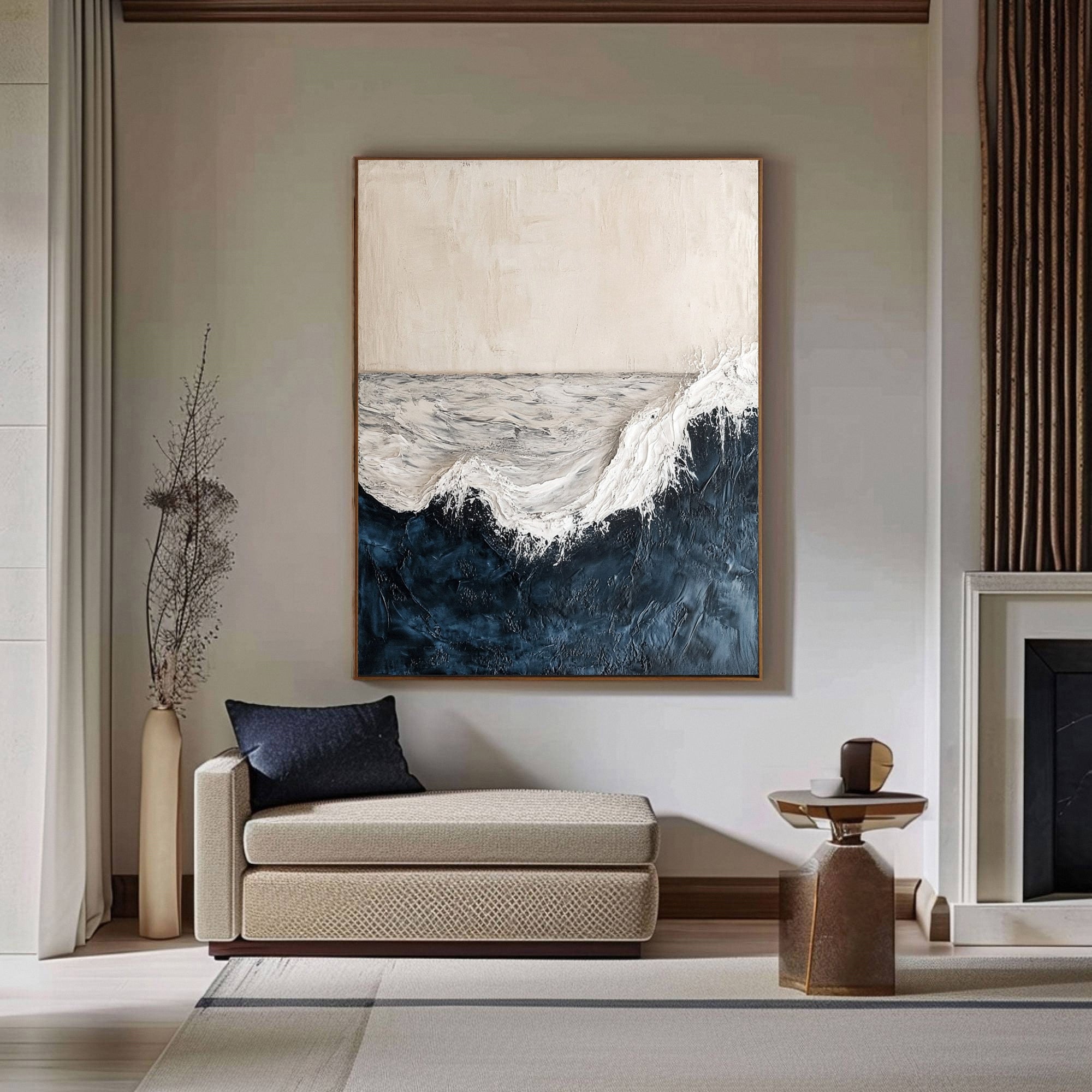 Majestic Ocean Wave Textured Canvas for Elegant Coastal Home Decor #BBM 060