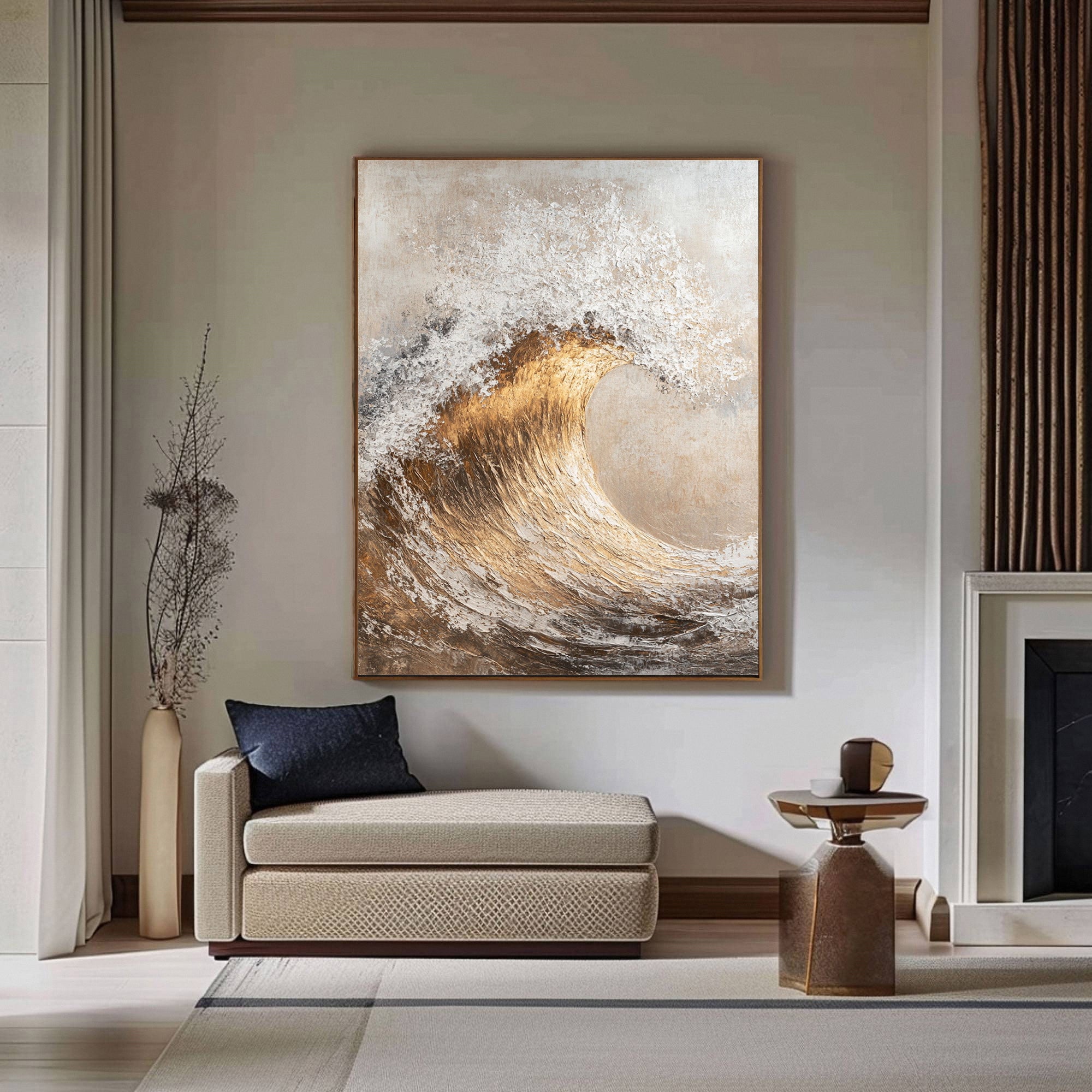 Majestic Ocean Wave Textured Canvas for Elegant Coastal Home Decor #BBM 054