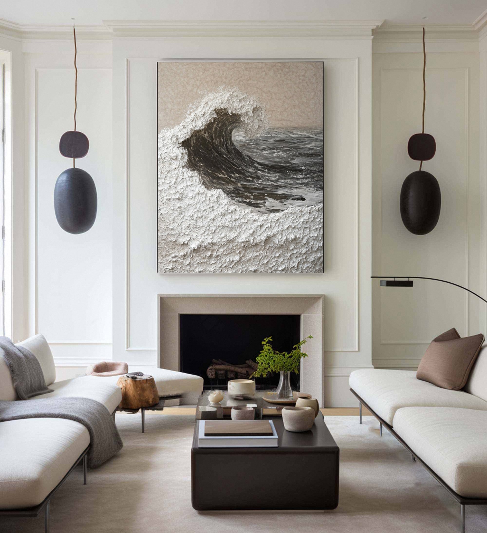 Majestic Ocean Wave Textured Canvas for Elegant Coastal Home Decor #BBM 057