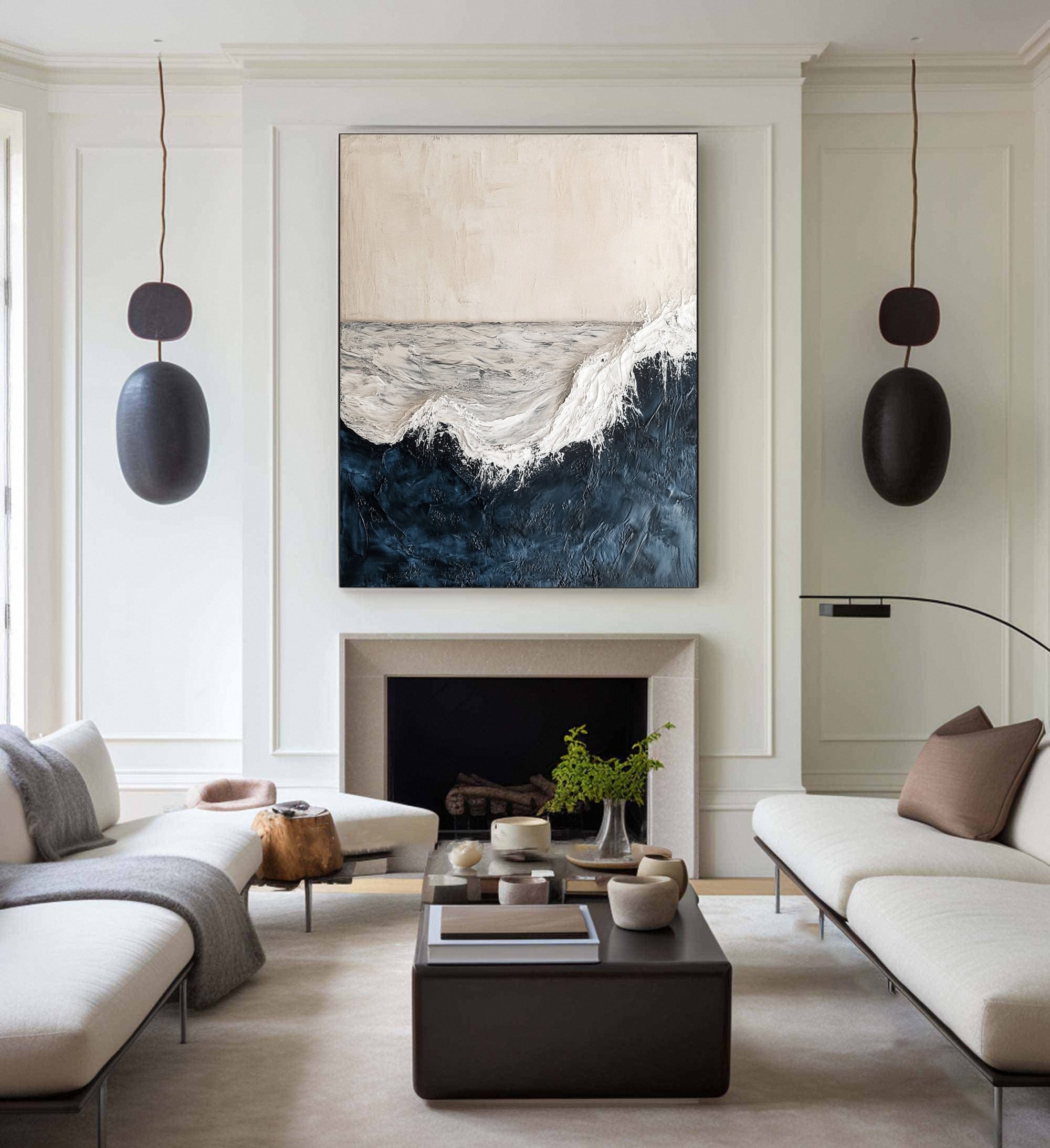 Majestic Ocean Wave Textured Canvas for Elegant Coastal Home Decor #BBM 060